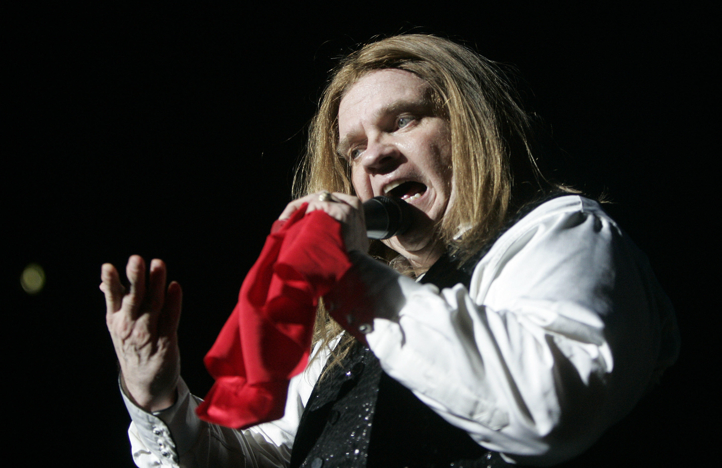 Rock star Meat Loaf appears on stage during the first concert of his tour through Germany in Hamburg, northern Germany, on Tuesday, June 12, 2007. 