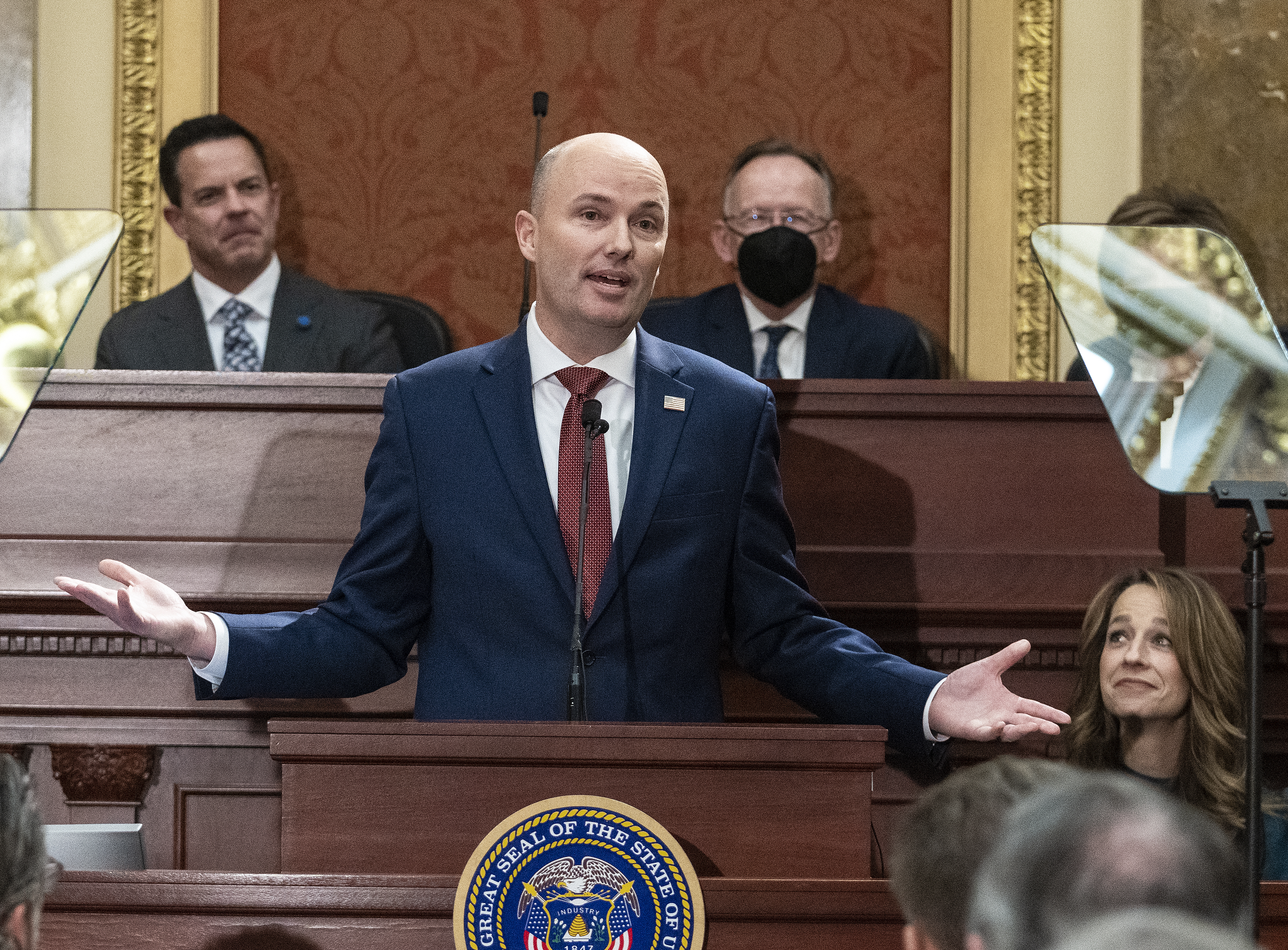 Gov. Spencer Cox delivers his State of the State address in the Utah House chamber at the Capitol in Salt Lake City.