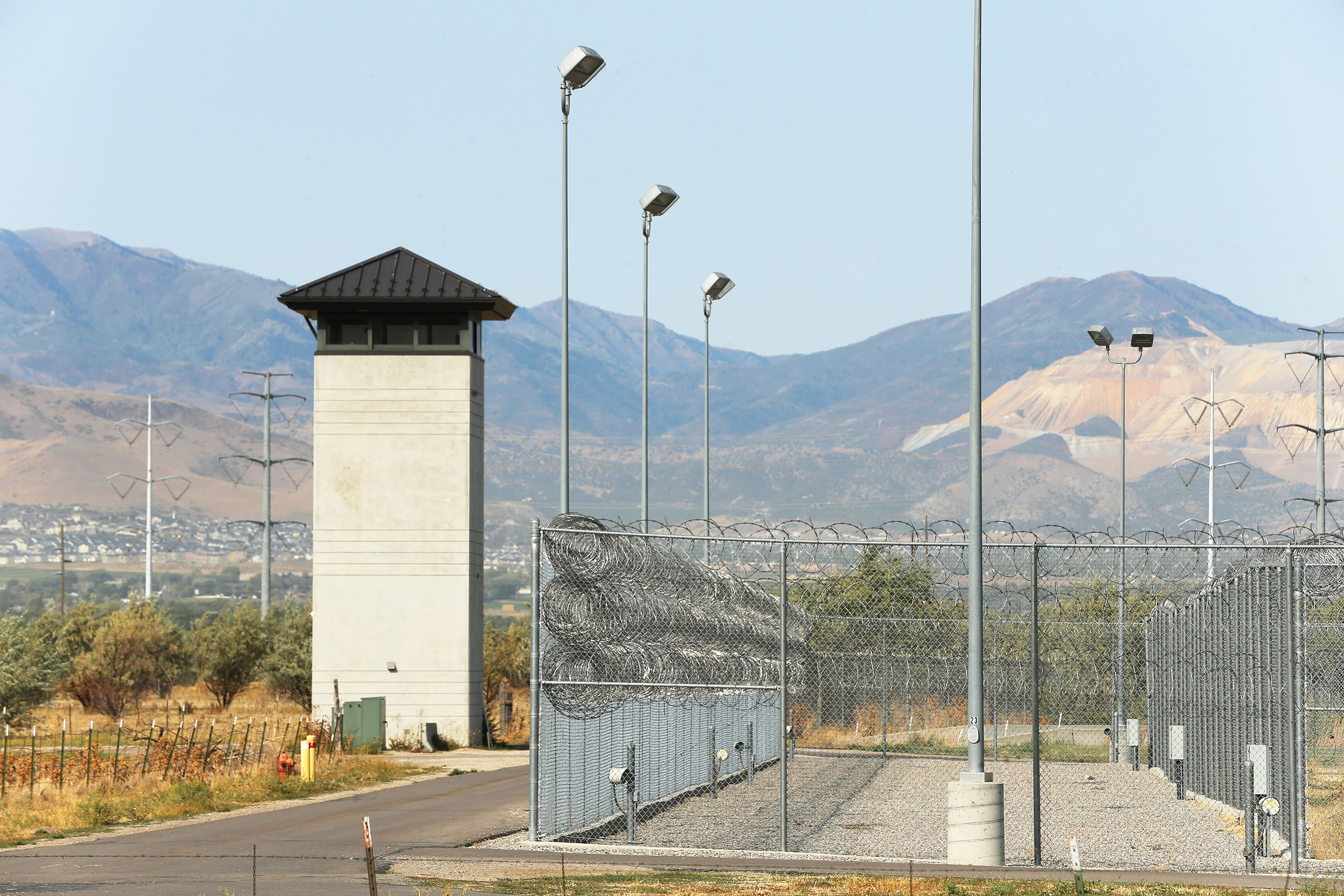 A guard tower at the Utah State Prison on Monday, Sept. 14, 2020.