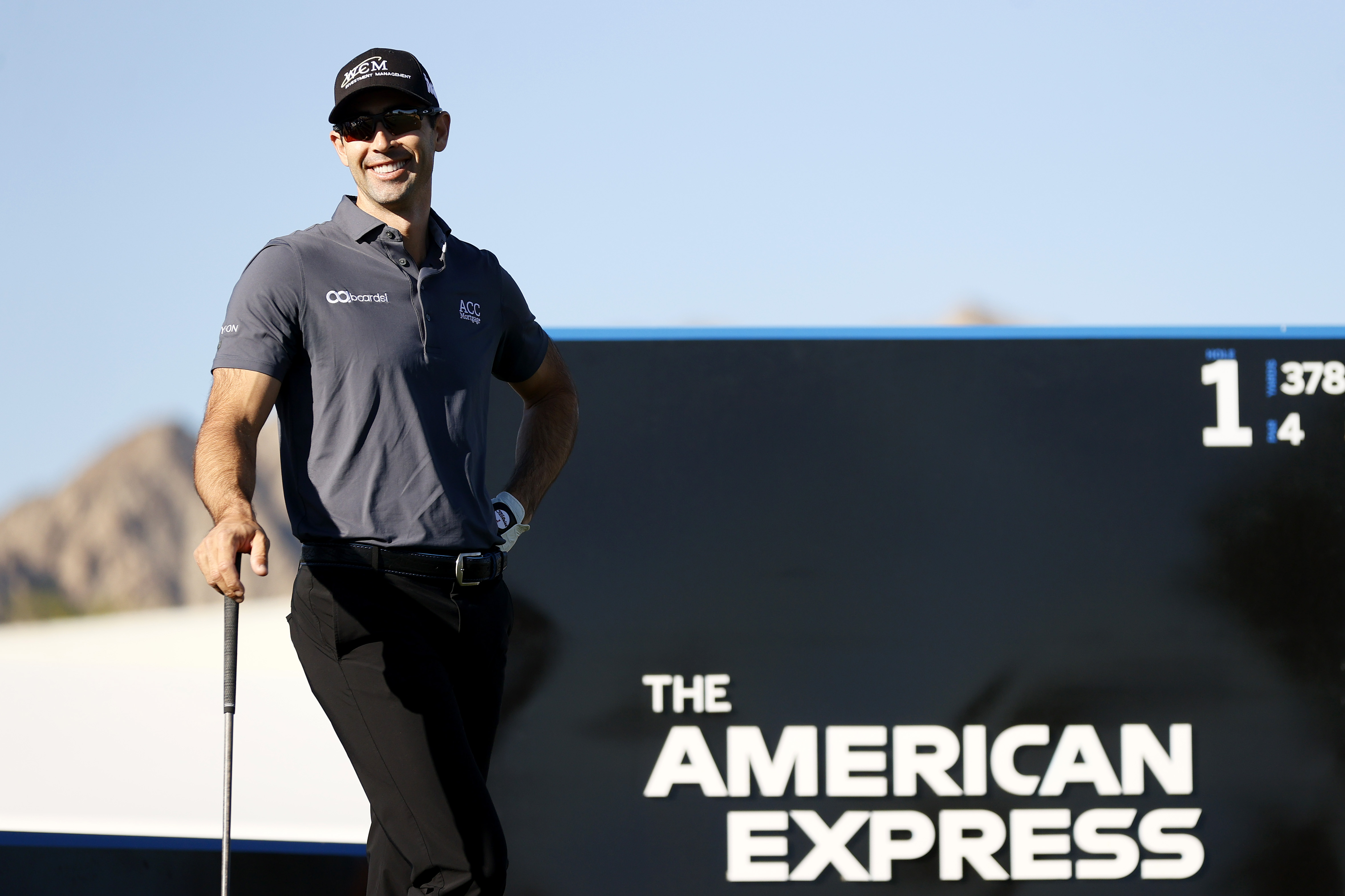 Cameron Tringale reacts on the first hole during the second round of The American Express at the Jack Nicklaus Tournament Course at PGA West on January 21, 2022 in La Quinta, California.