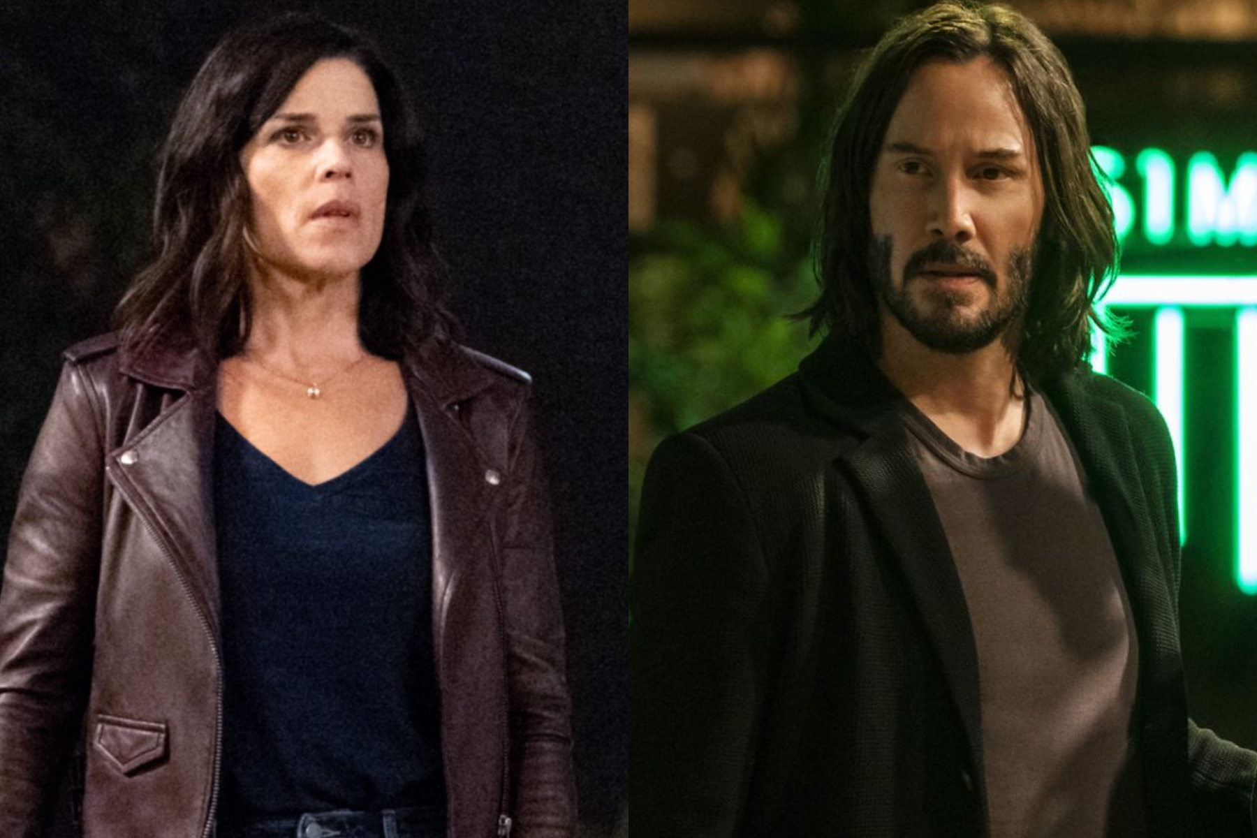 Neve Campbell in Scream 5 and Keanu Reeves in Matrix 4.