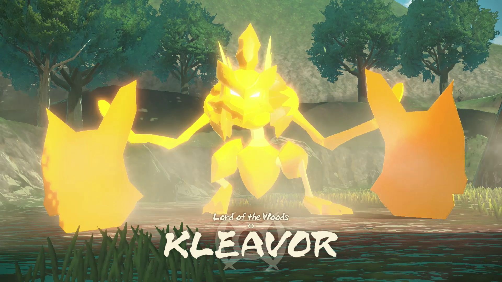 Kleavor, an evolution of Scyther, debuts in Pokémon Legends: Arceus. The formidable Pokémon has large, axe-like hands and has survived many battles with them