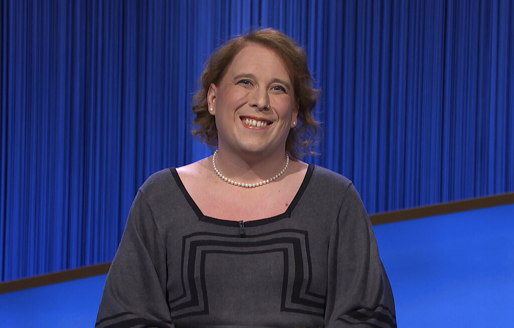 Amy Schneider on the set of “Jeopardy!”