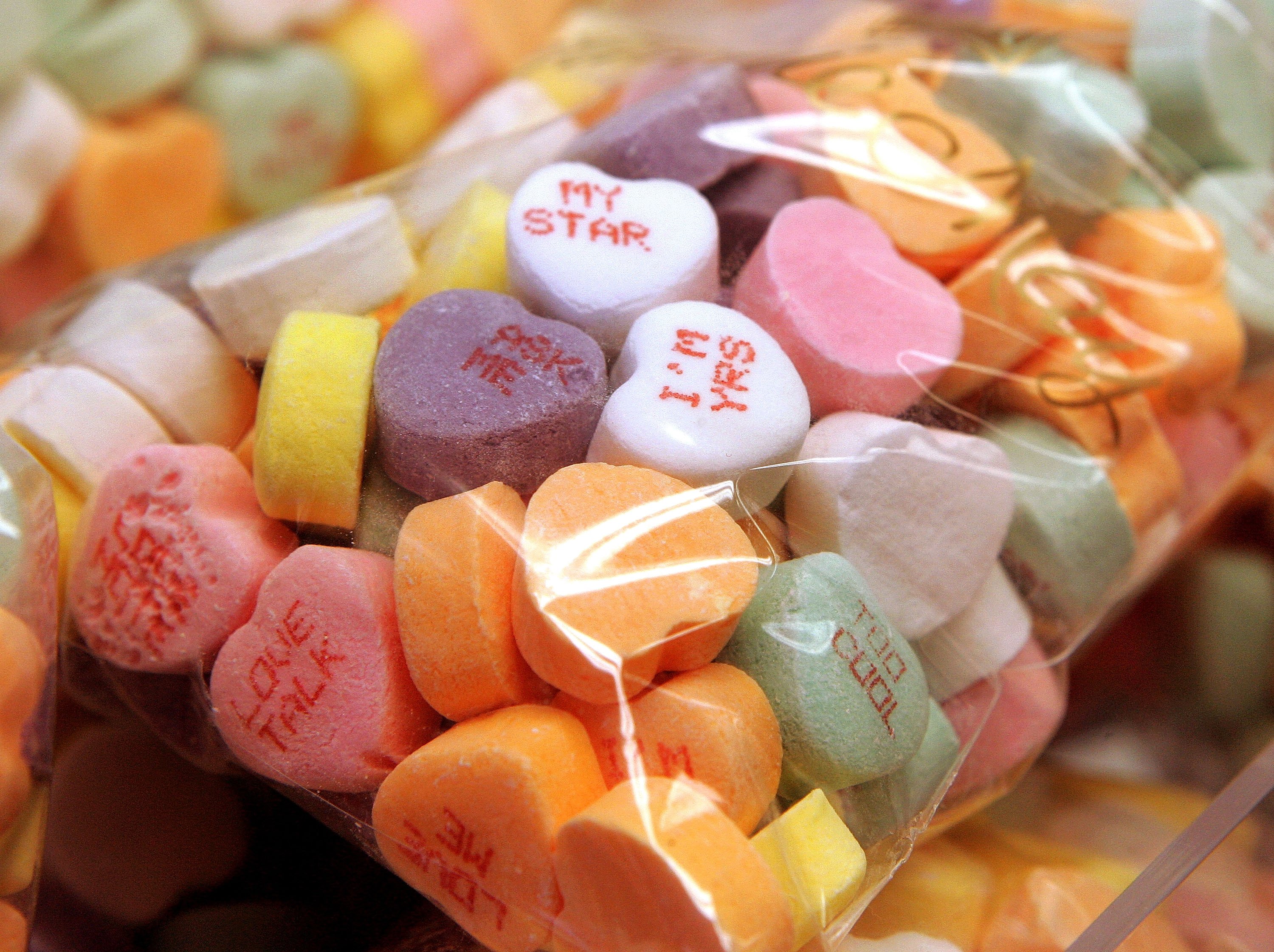 A bag of Sweethearts Candies conversation hearts 