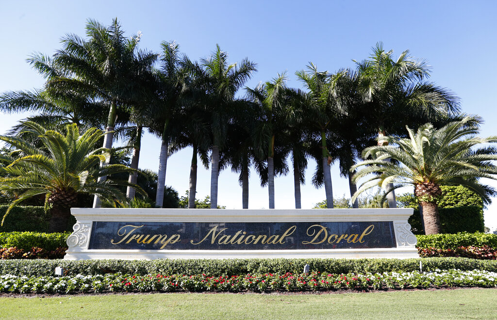 The entrance to the Trump National Doral resort.