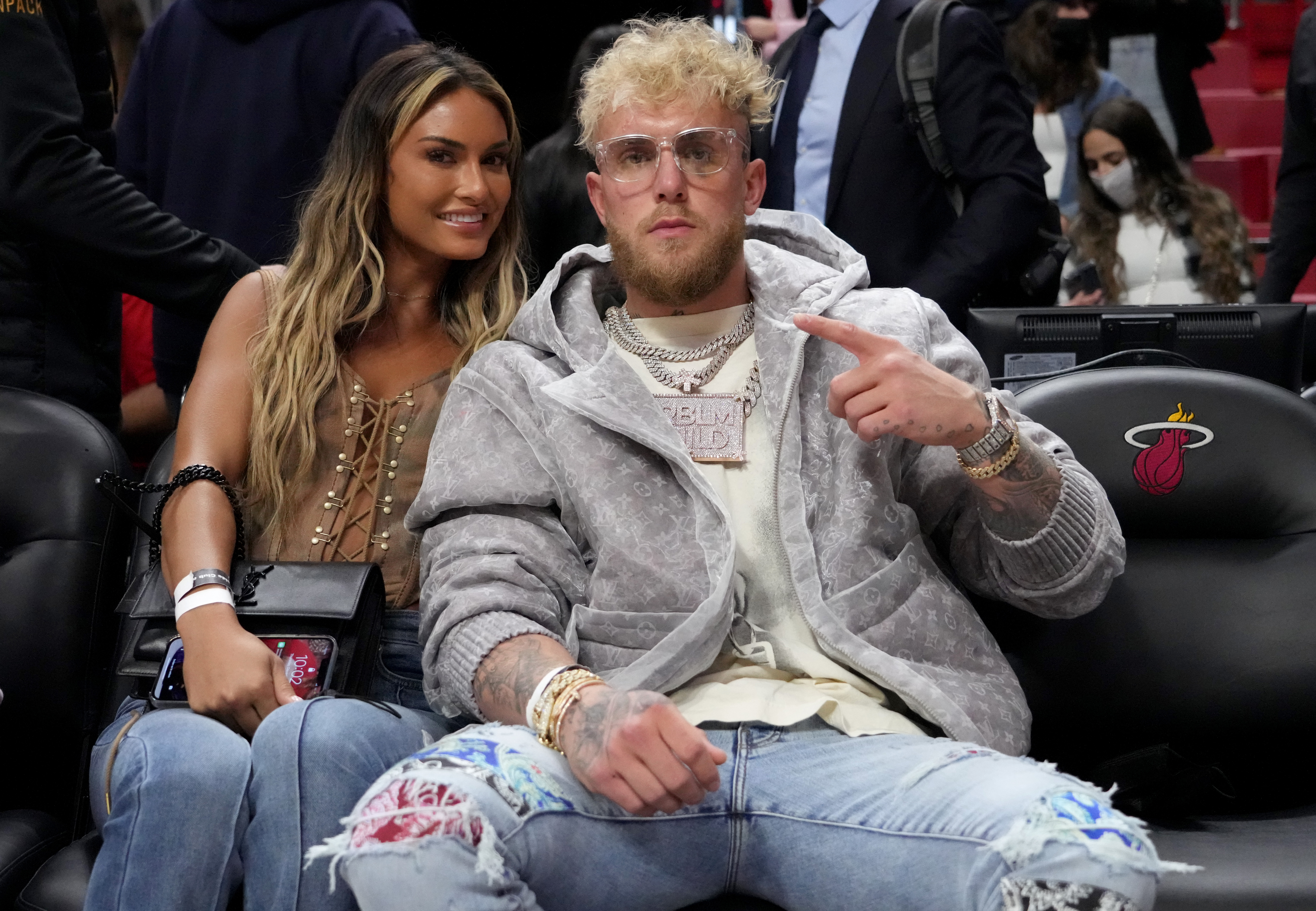 Jake Paul watches the Detroit Pistons