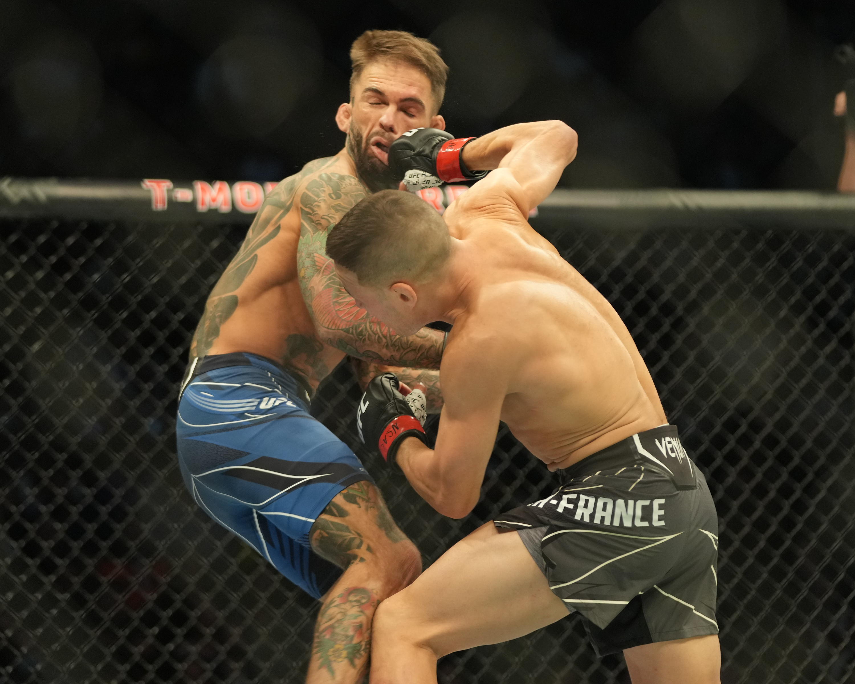 Cody Garbrandt eats a right hand from Kai Kara-France in his flyweight debut at UFC 269 in December. 