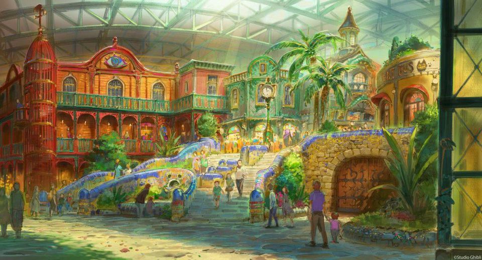 concept art of an unspecified area of Ghibli Park