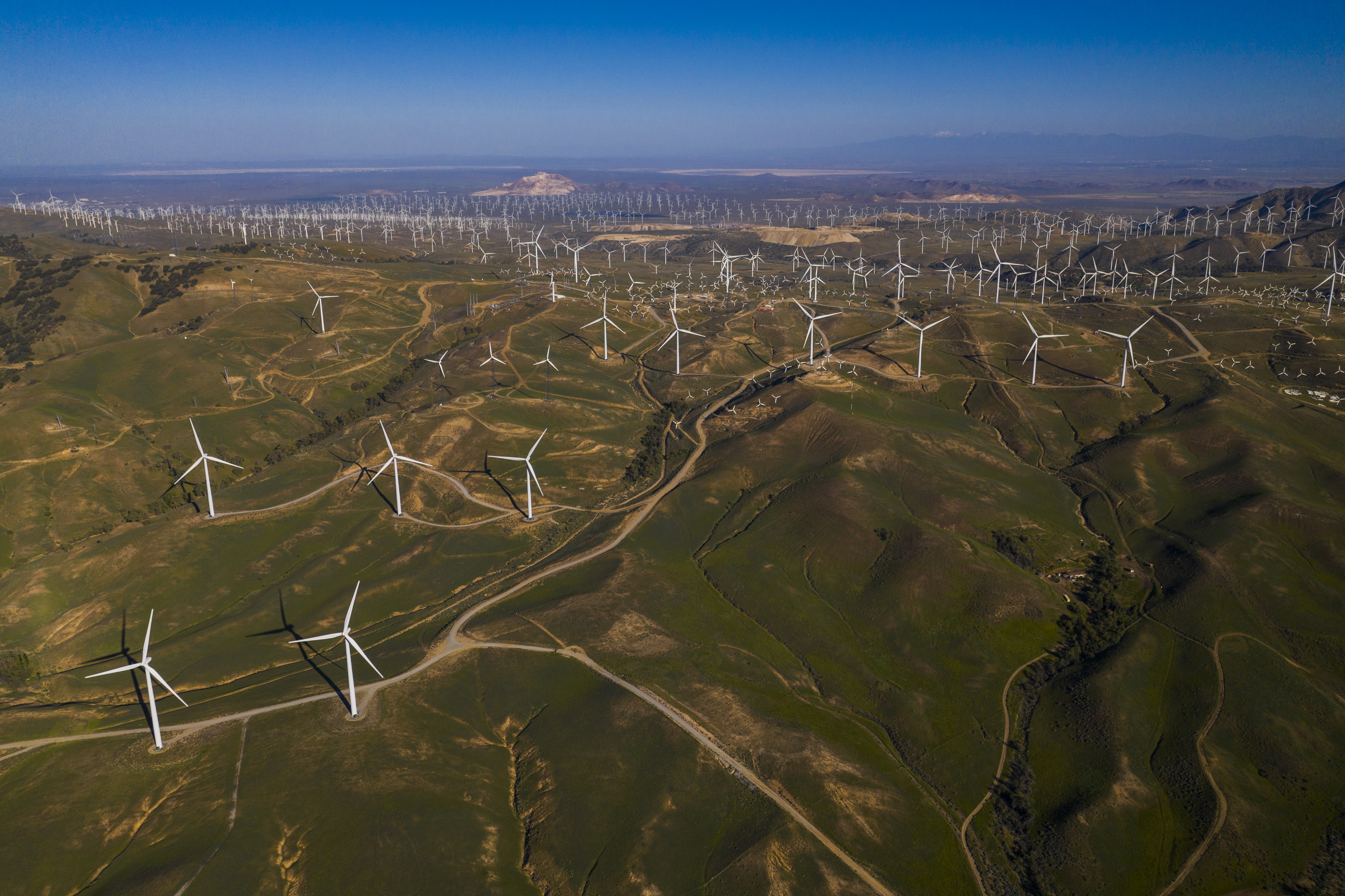 Alta Wind, Windmills produce renewable energy in Mojave Desert outside of Lancaster, California