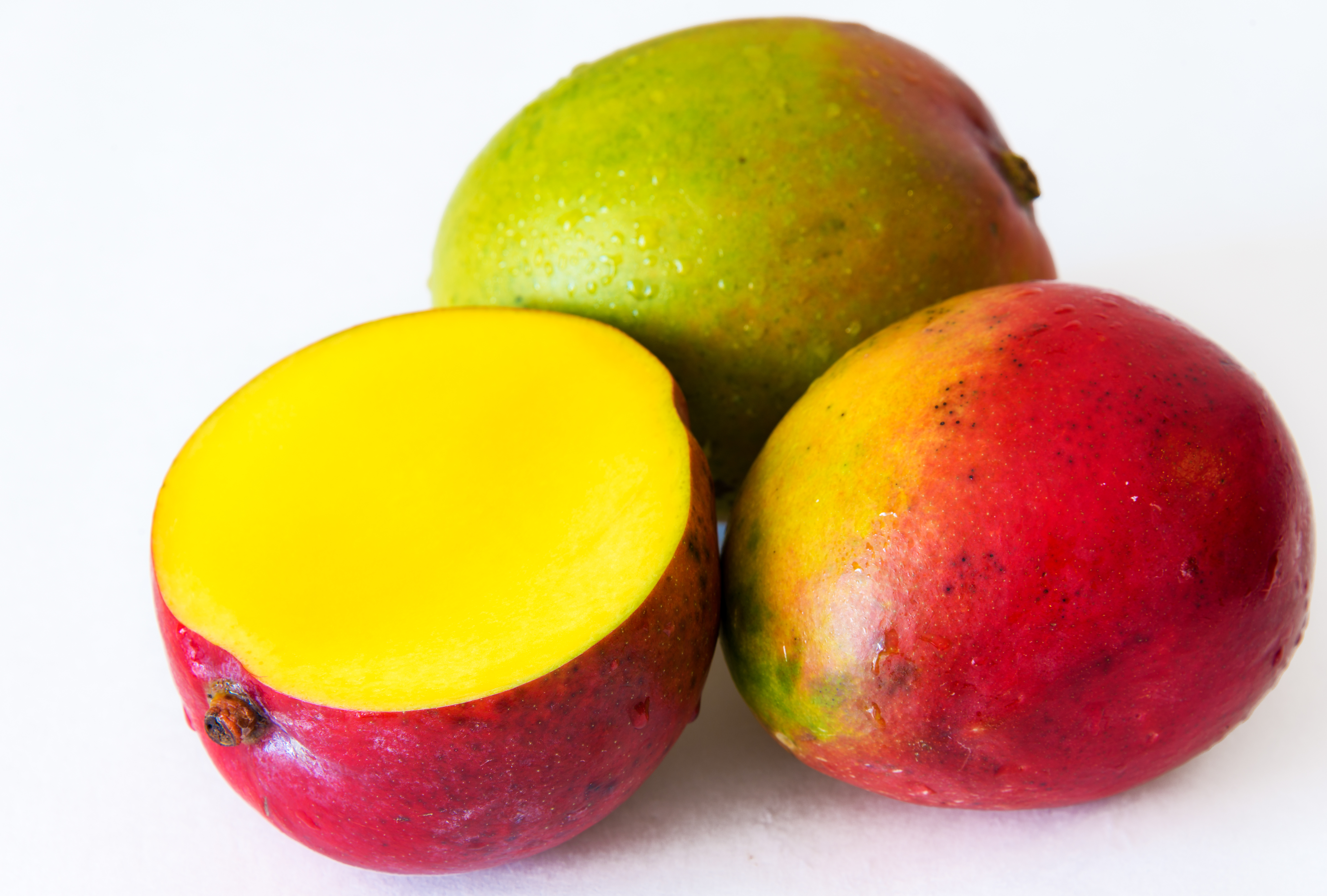 Realistic approach to tropical fruits: three imperfect ripe...