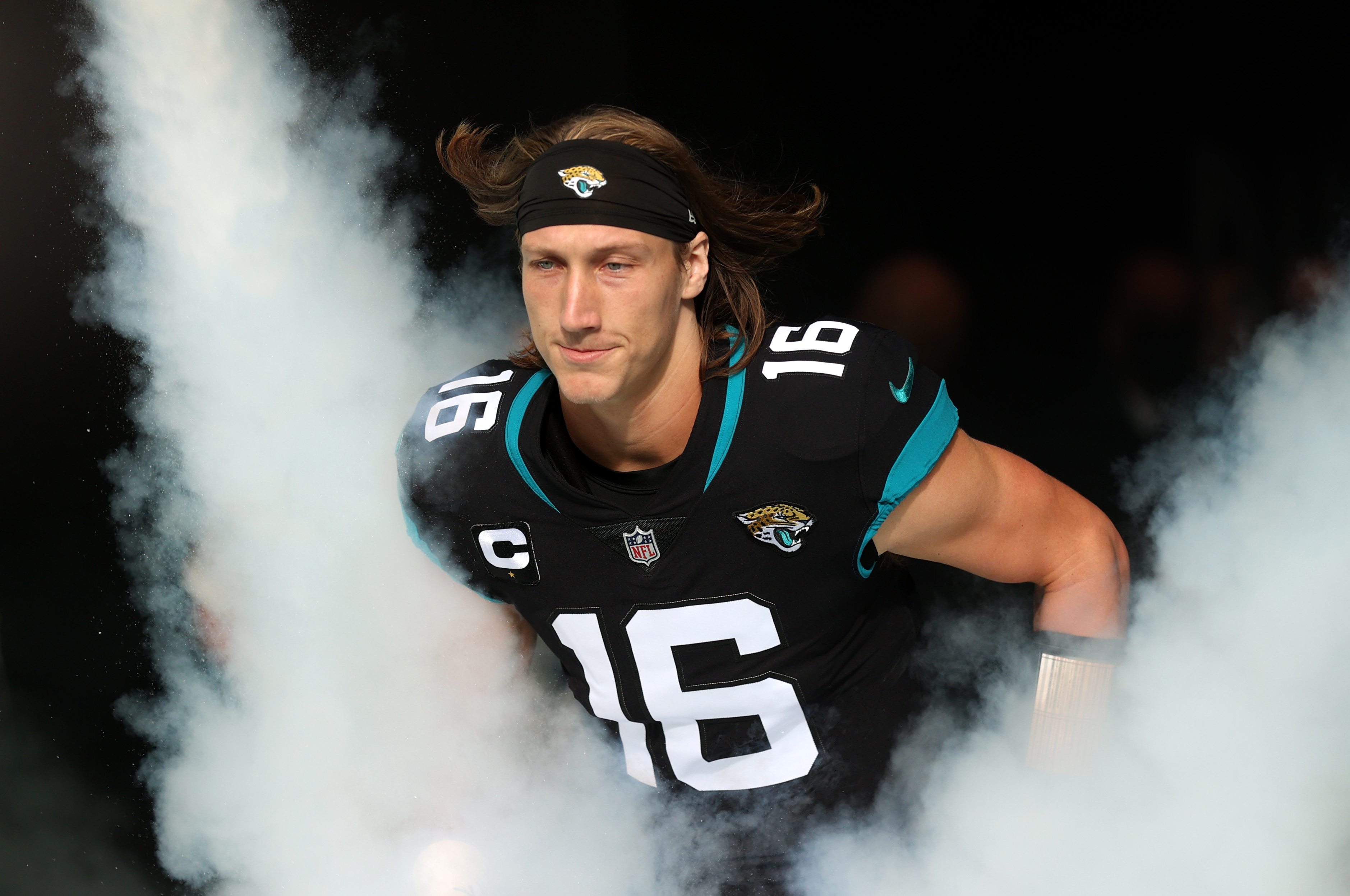Trevor Lawrence of The Jacksonville Jaguars enters play during the NFL London 2021 match between Miami Dolphins and Jacksonville Jaguars at Tottenham Hotspur Stadium on October 17, 2021 in London, England.