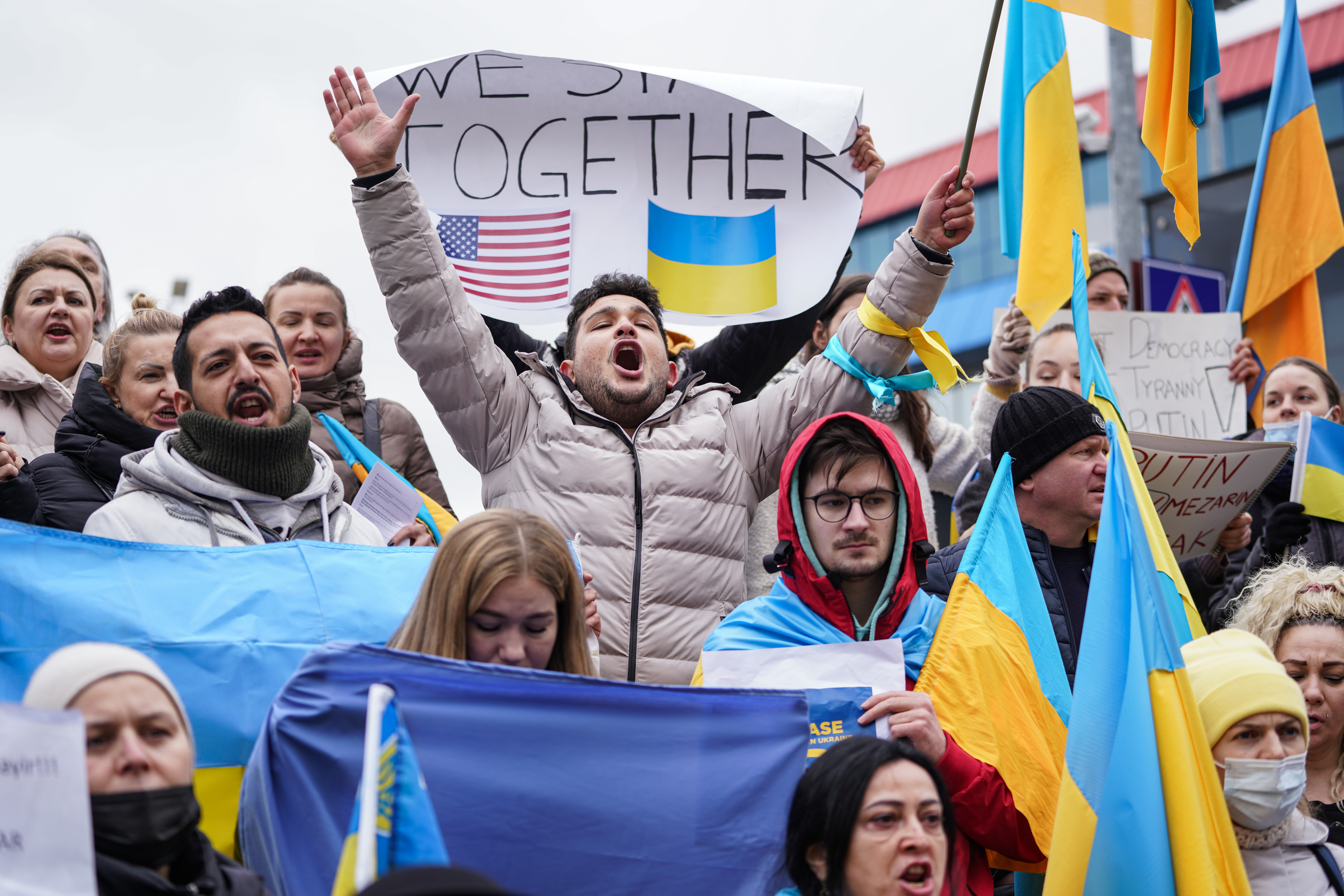 Protests Are Held In The Istanbul In Support Of Ukraine After Russian Invasion