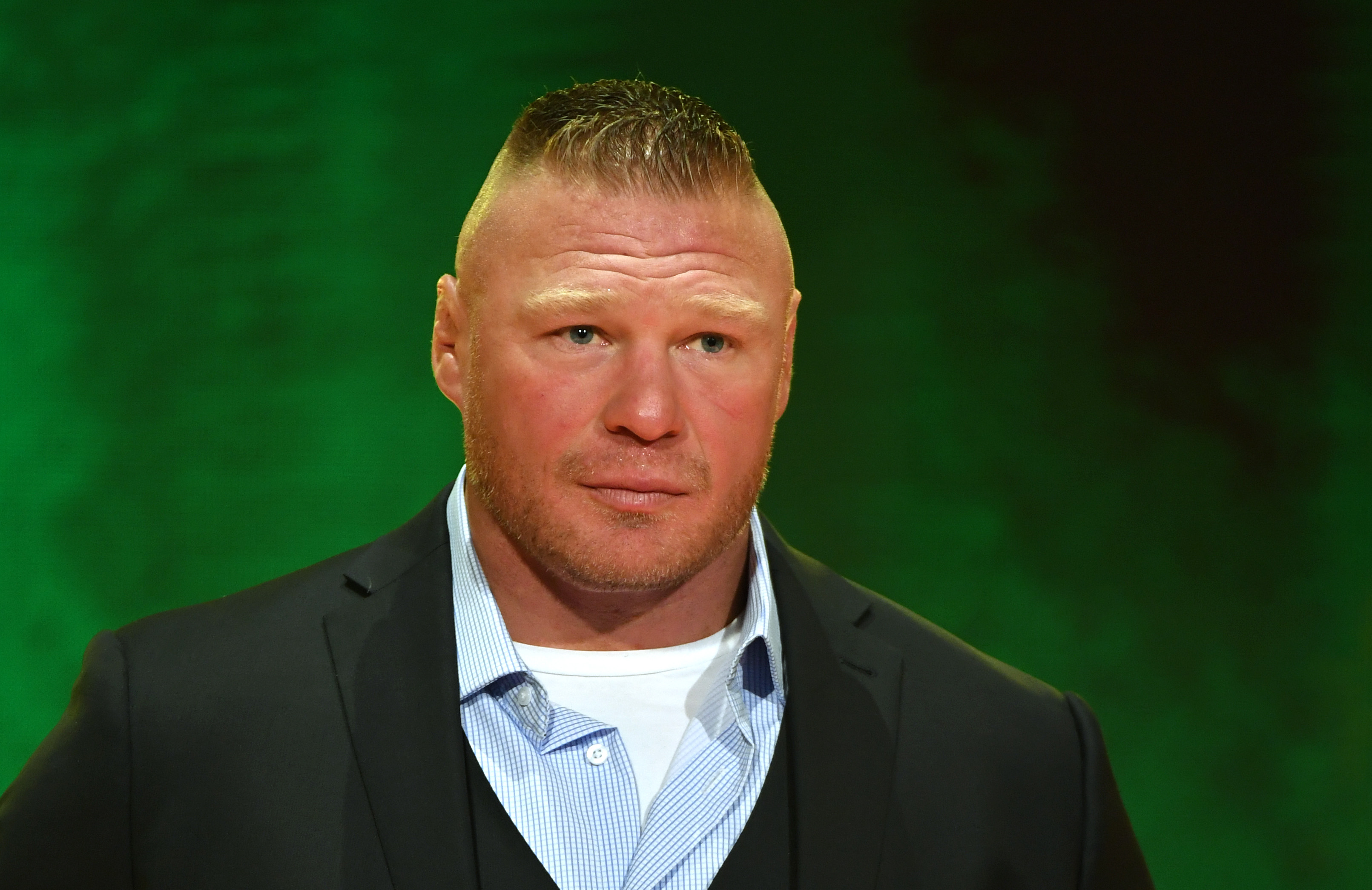 Brock Lesnar speaks at a 2019 WWE press conference.