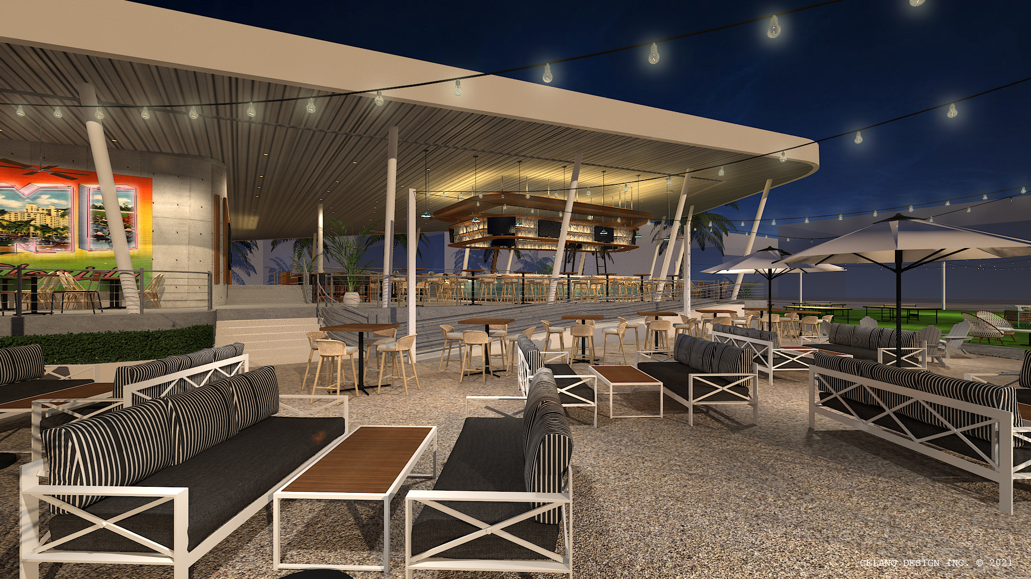 rendering of an outdoor cafe