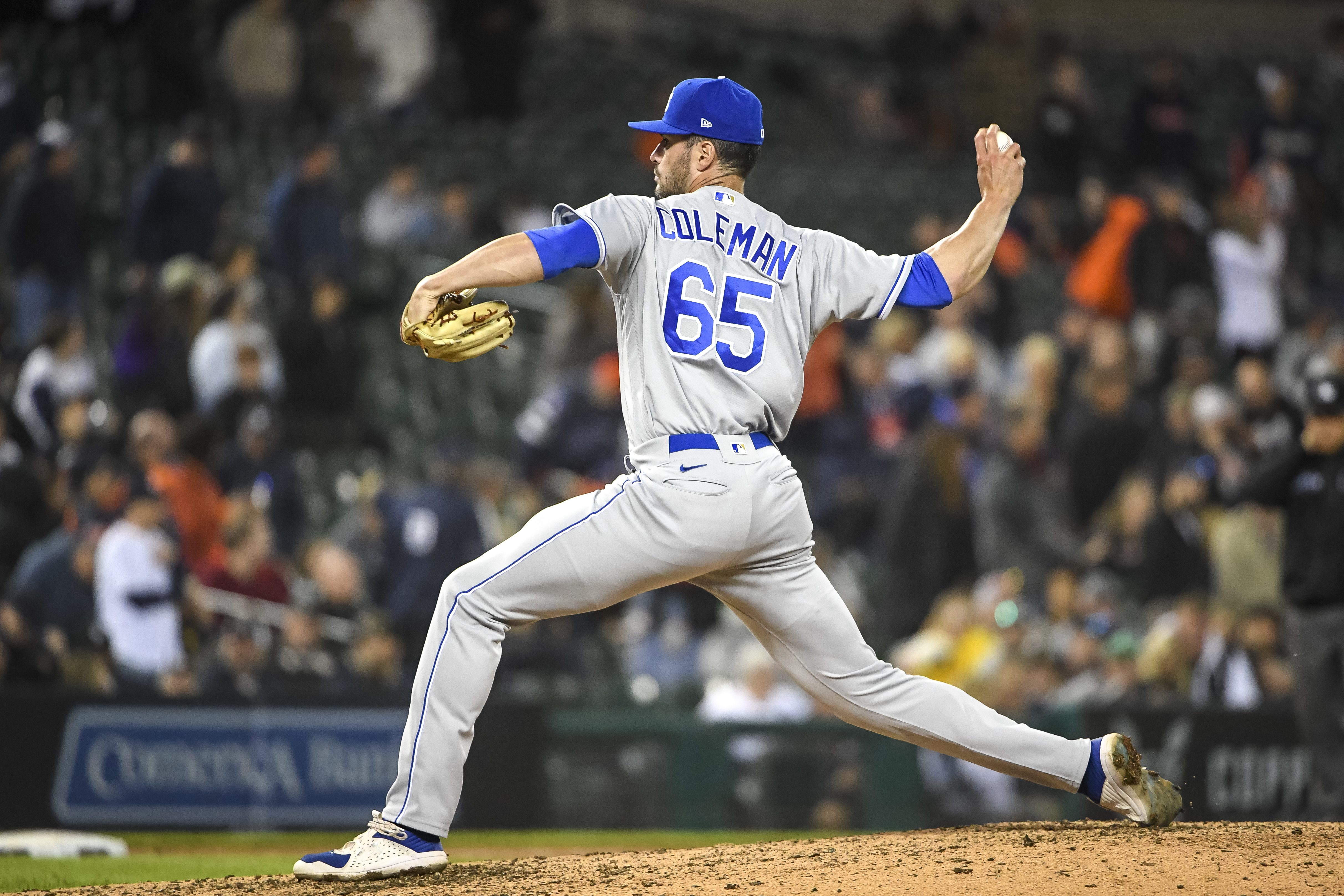 Dylan Coleman #65 of the Kansas City Royals delivers a pitch against the Detroit Tigers during the bottom of the eighth inning at Comerica Park on September 25, 2021 in Detroit, Michigan.