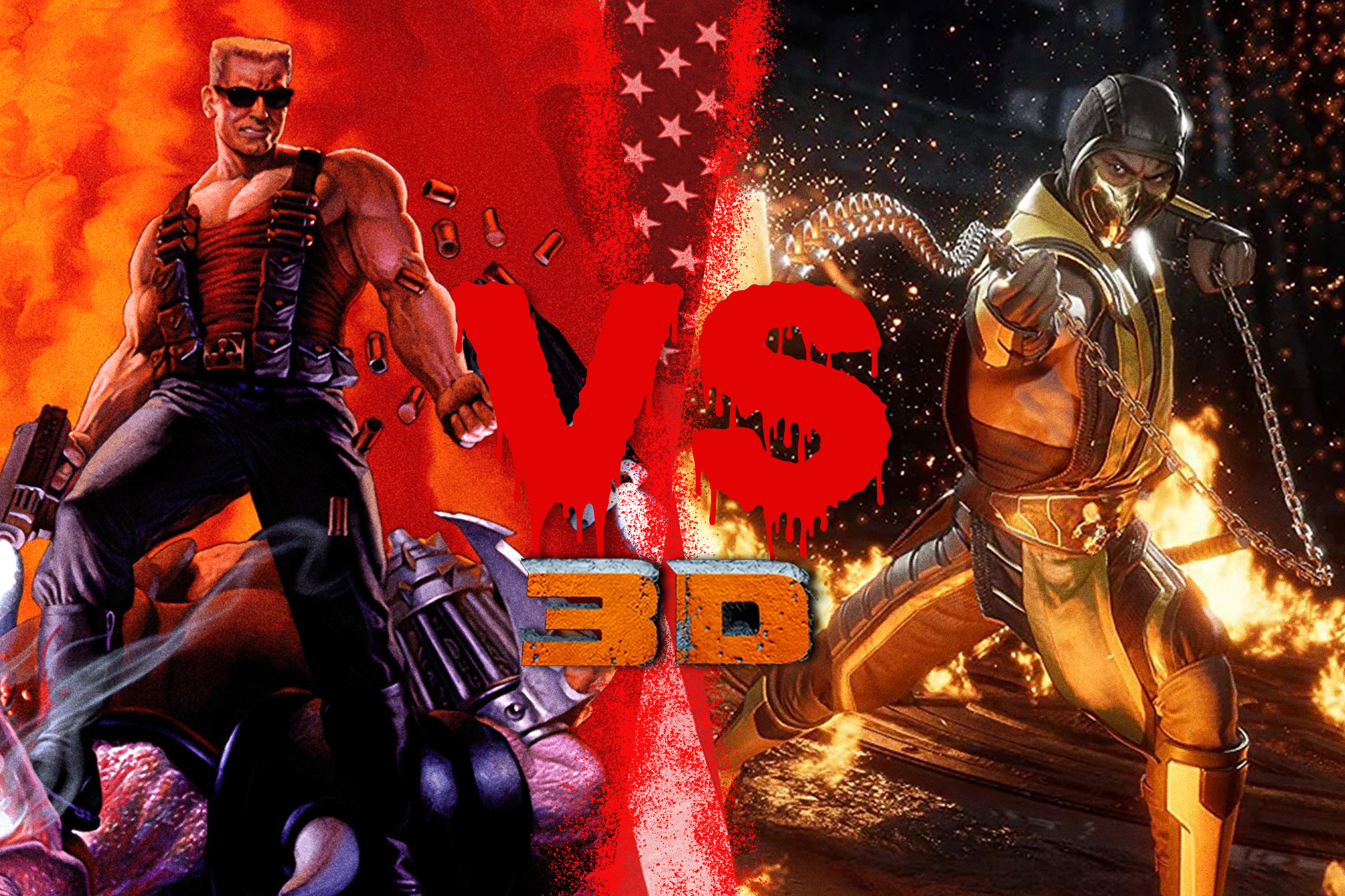 Images of Duke Nukem and Scorpion (from Mortal Kombat) looking totally bad-ass