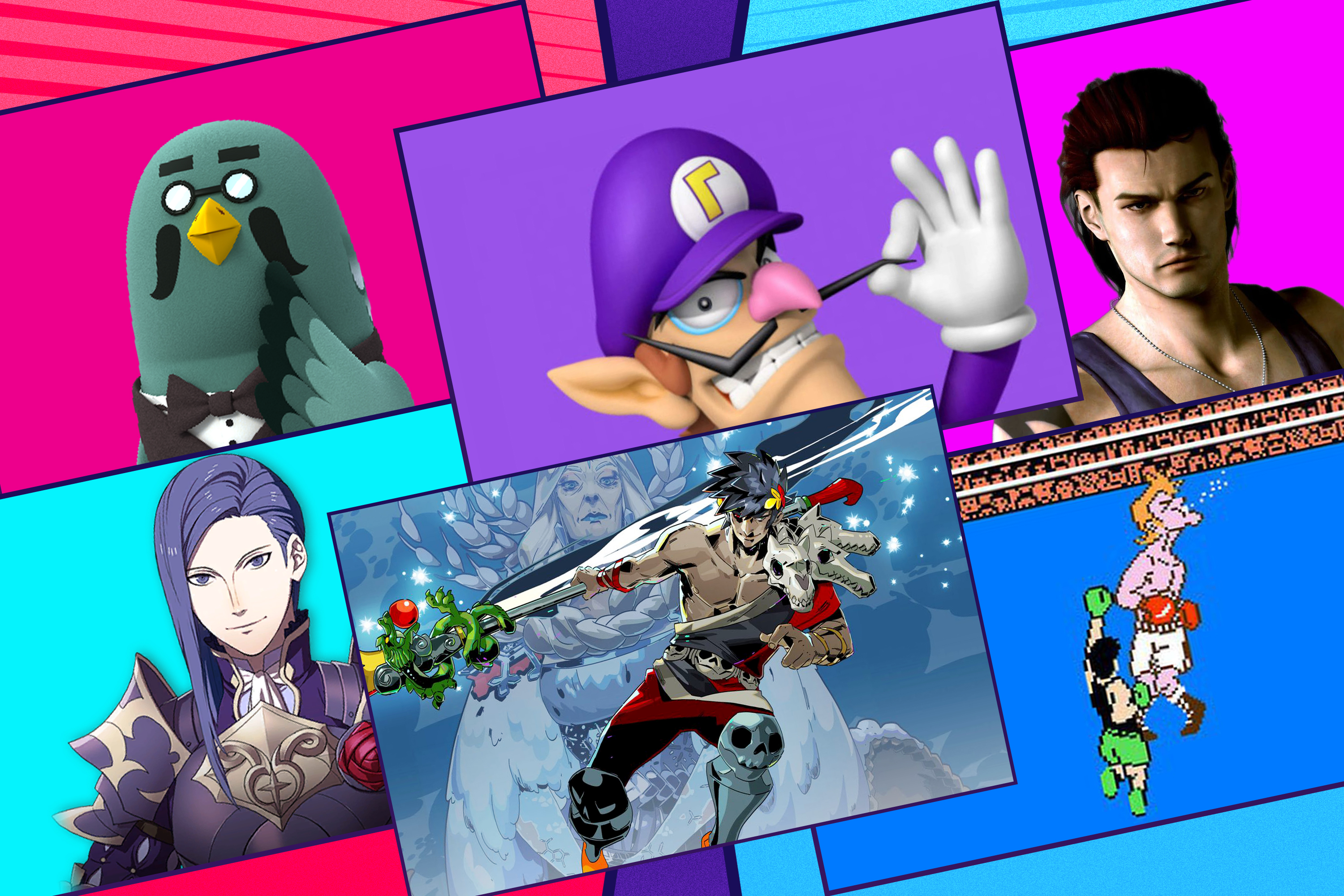 Graphic grid featuring six different video game characters who are all losers!