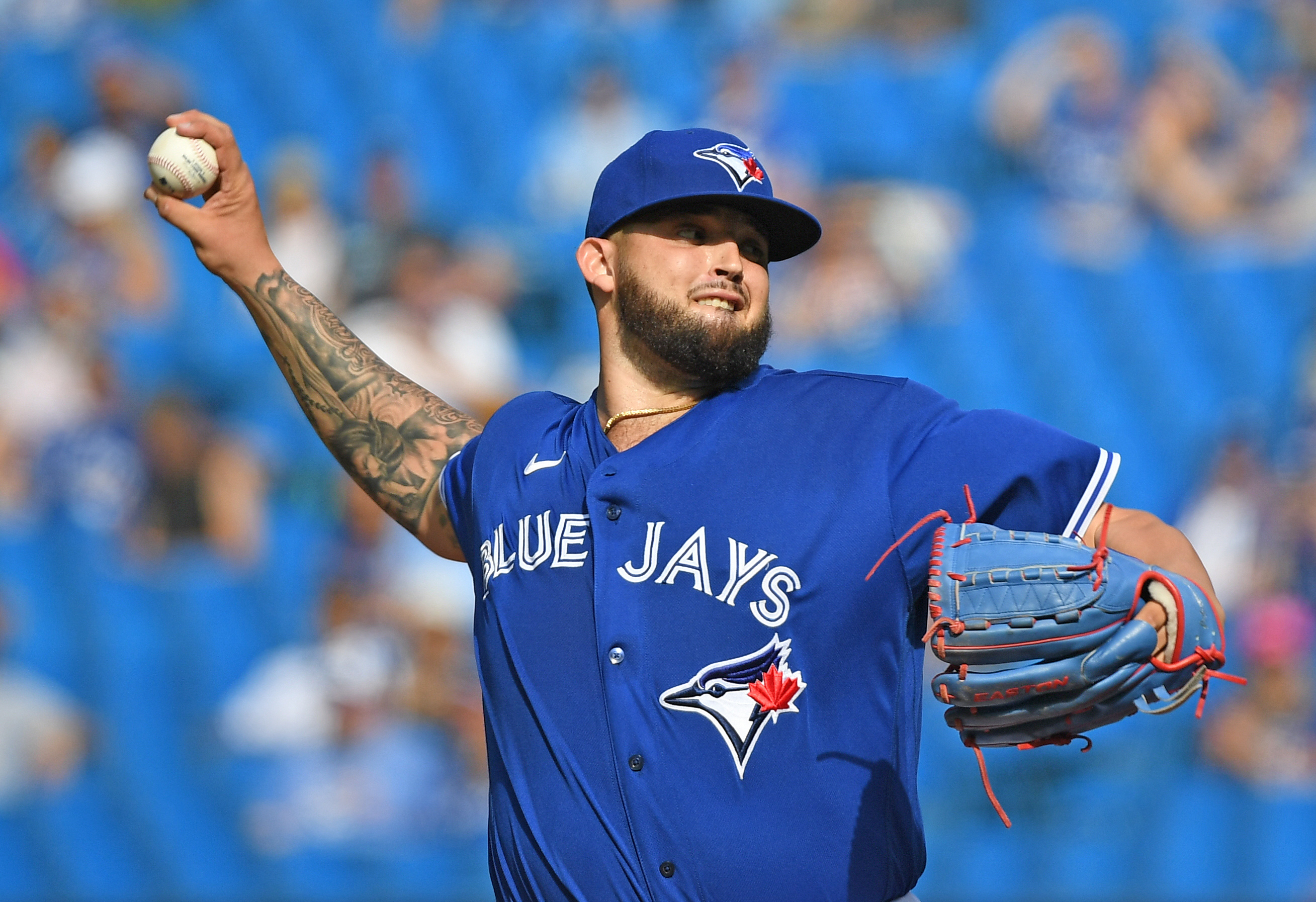 Toronto Blue Jays starting pitcher Alek Manoah (6) delivers a pitch against Baltimore Orioles in the first inning at Rogers Centre.