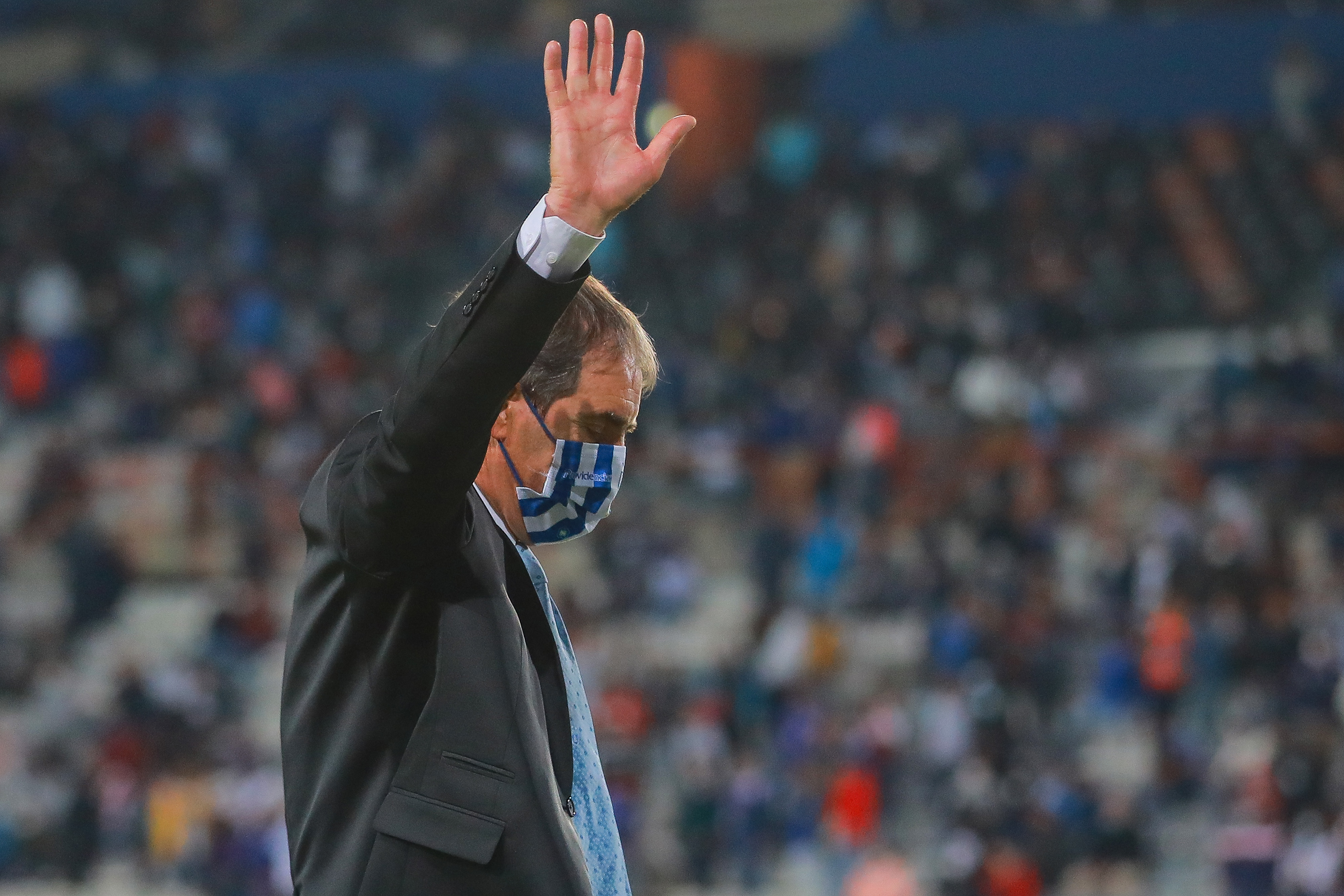Coach Guillermo Almada of Pachuca reacts during the 11th round match between Pachuca and Cruz Azul as part of the Torneo Grita Mexico C22 Liga MX at Hidalgo Stadium on March 19, 2022 in Pachuca, Mexico.