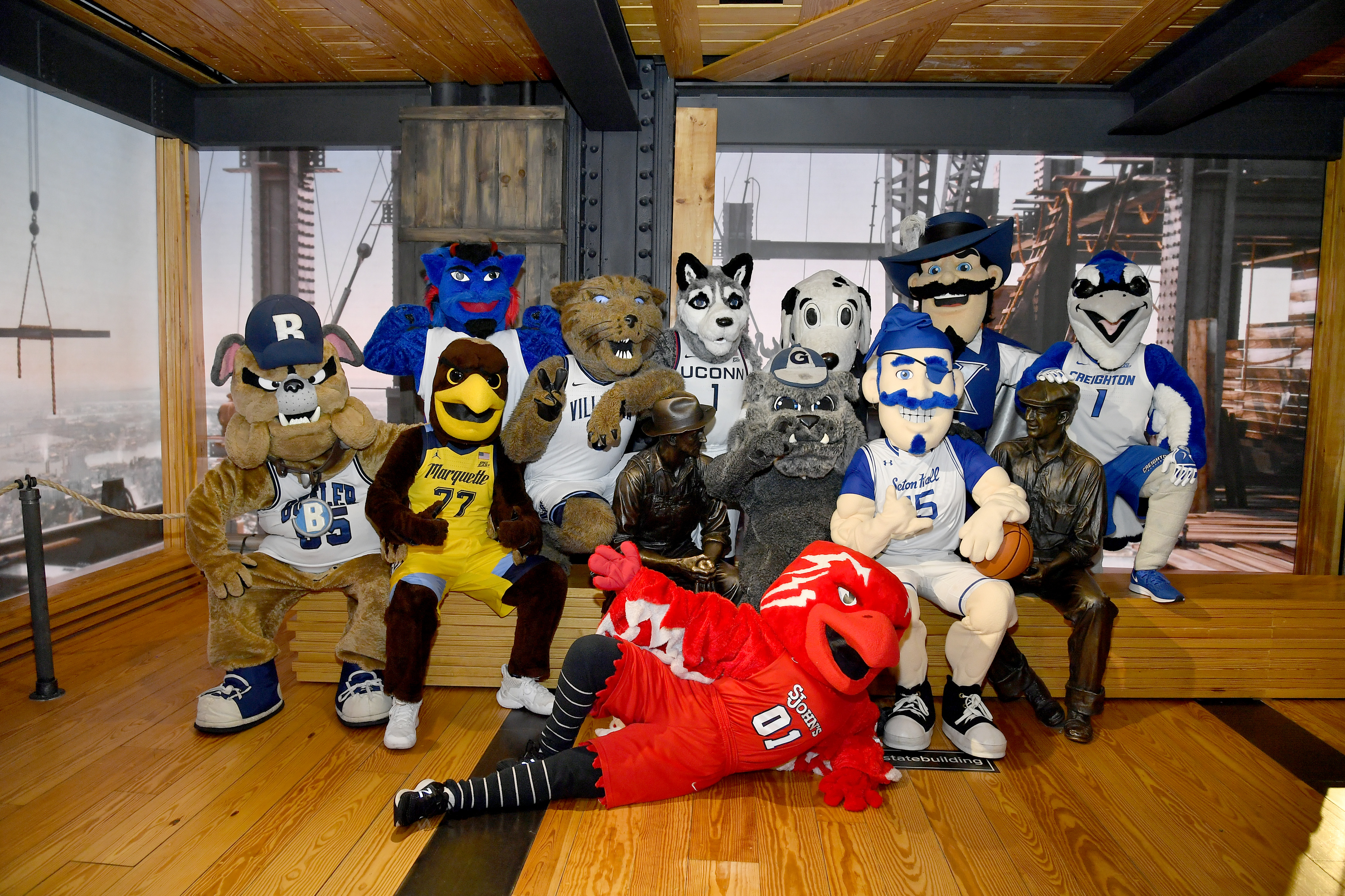 BIG EAST Mascots visit the Empire State Building in Advance of the Tournament...