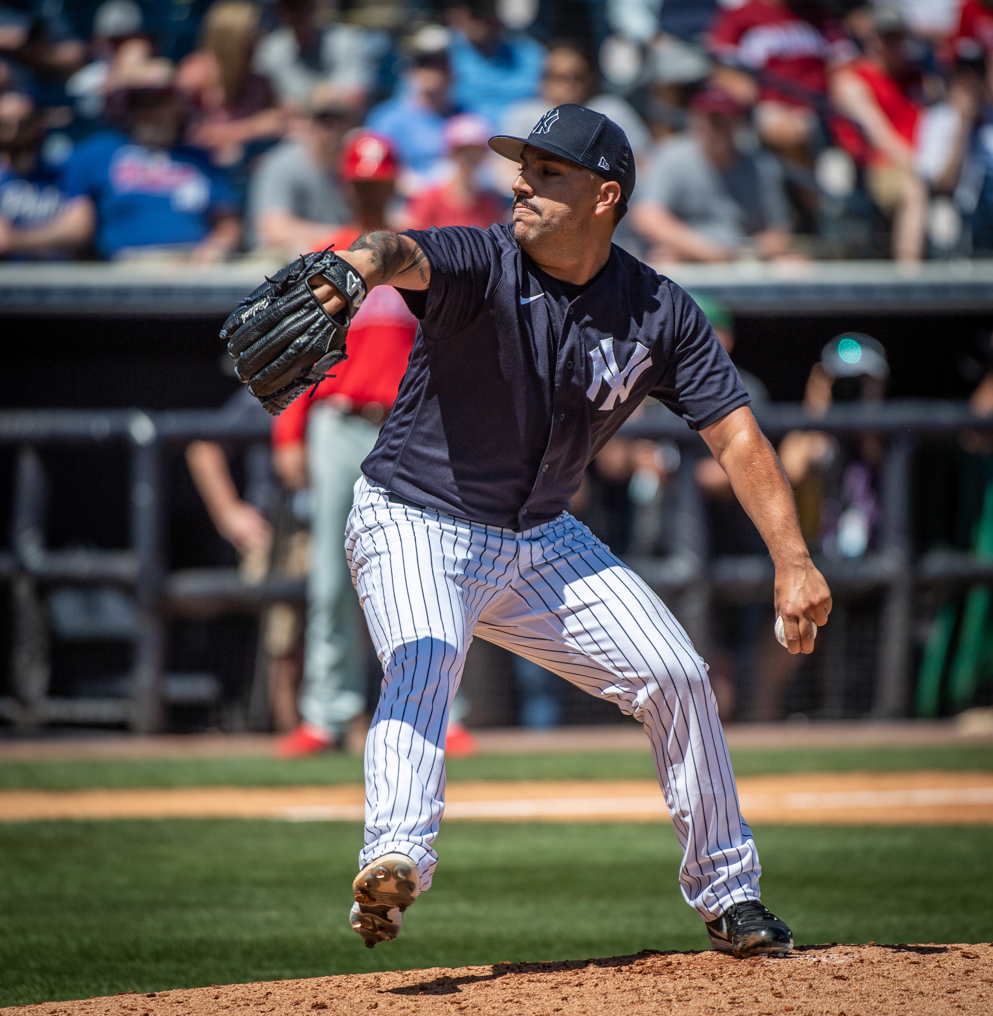 New York Yankees relief pitcher Nestor Cortes during spring training game