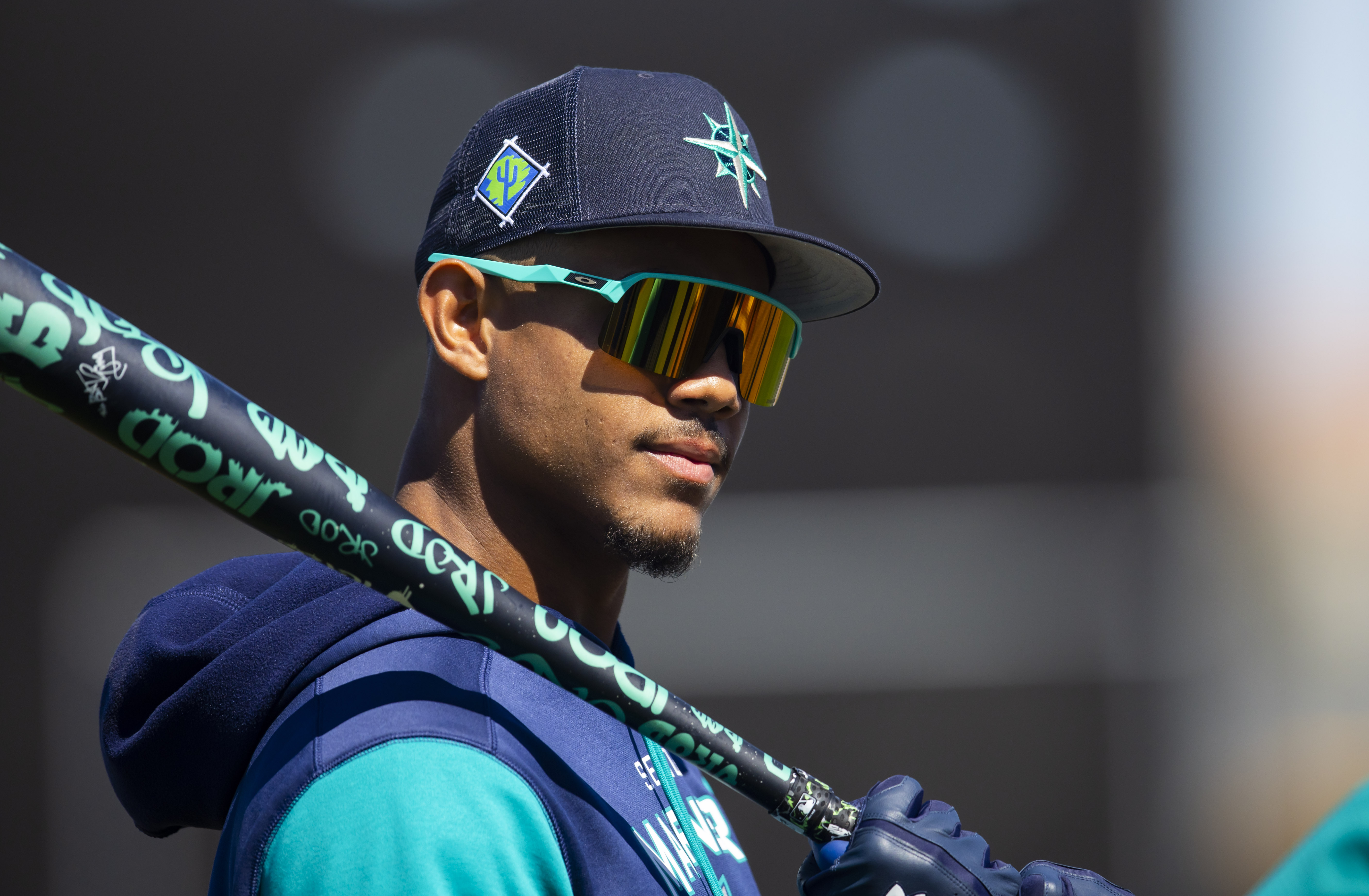 Seattle Mariners outfielder Julio Rodriguez during spring training workouts at Peoria Sports Complex.