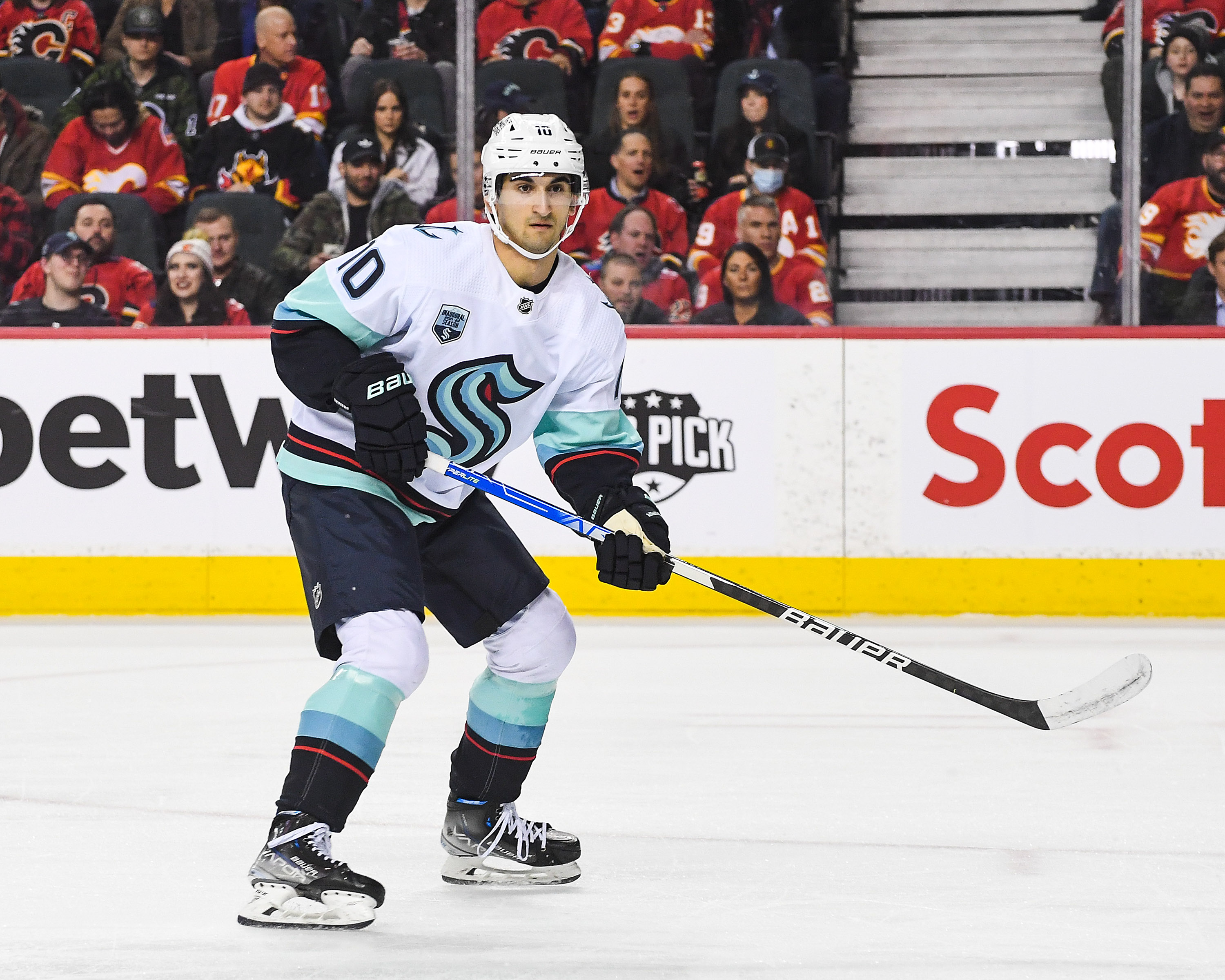 Matty Beniers skates in his debut NHL game