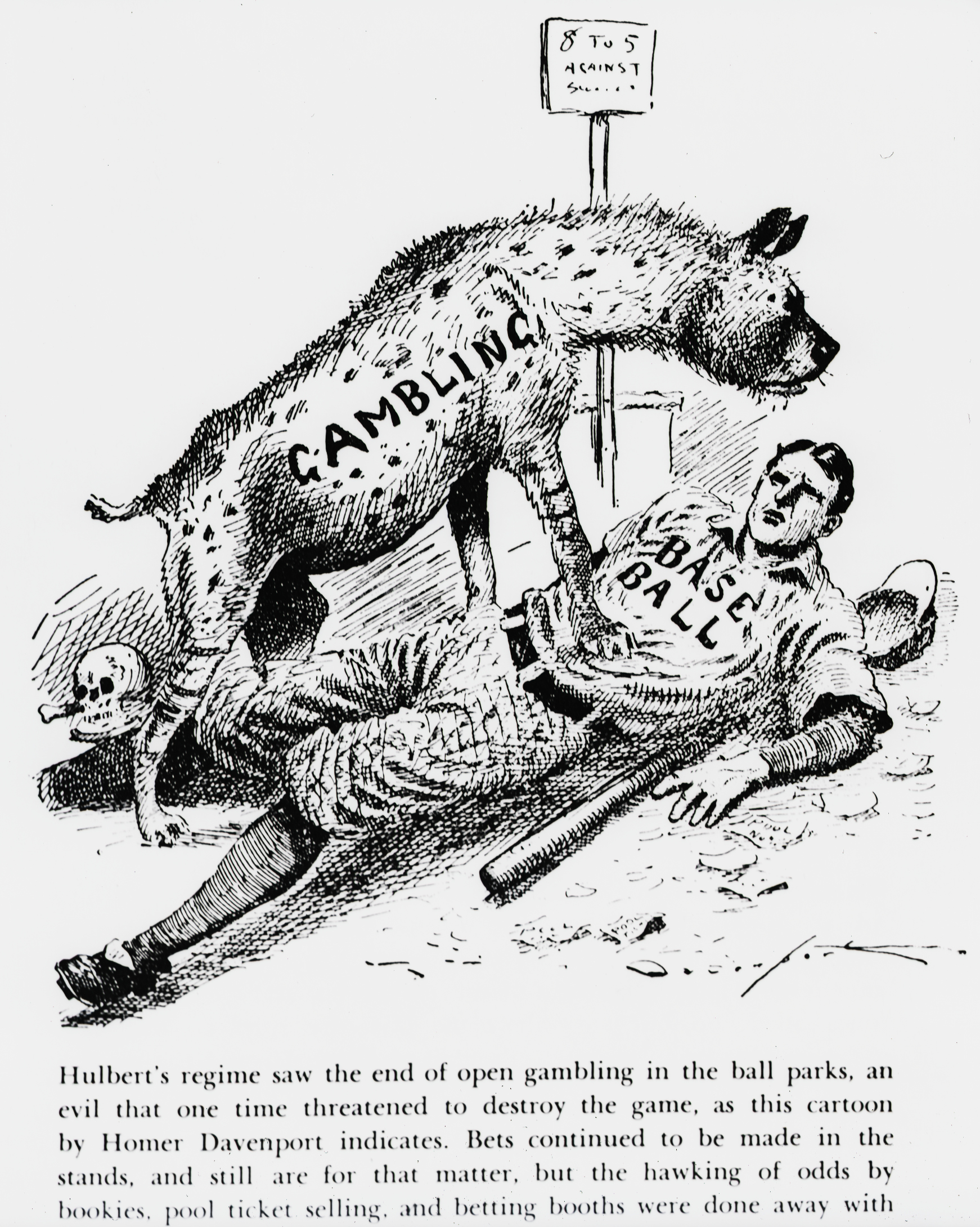 Cartoon;Gambling Wolf Attacking Baseball