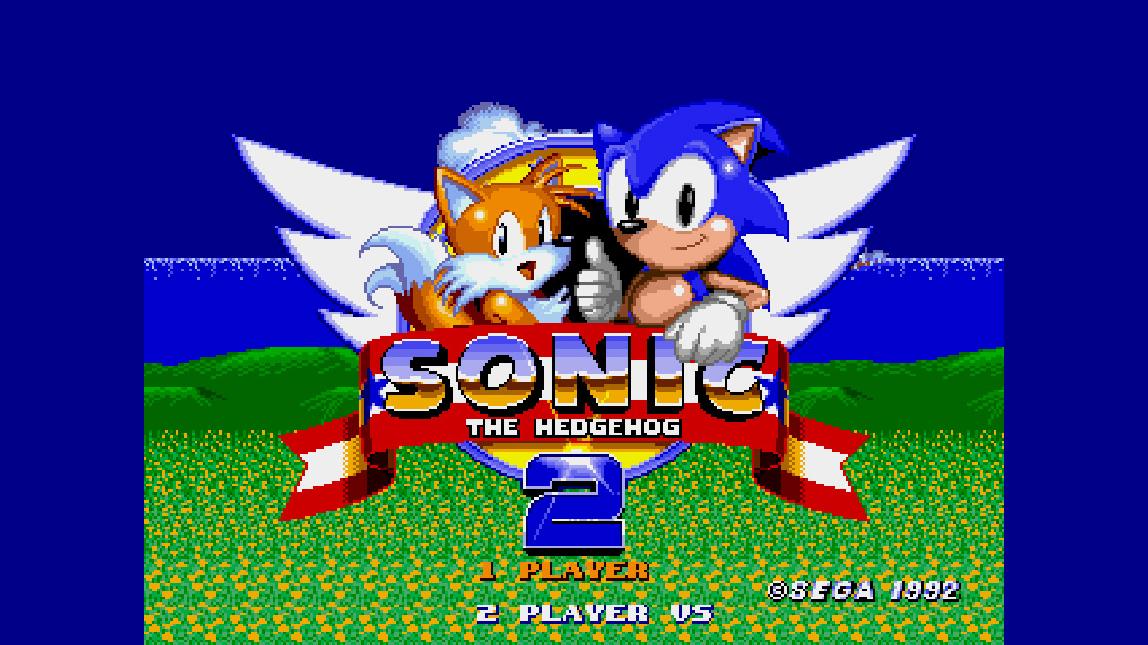 Sonic the Hedgehog 2’s title screen from 1992
