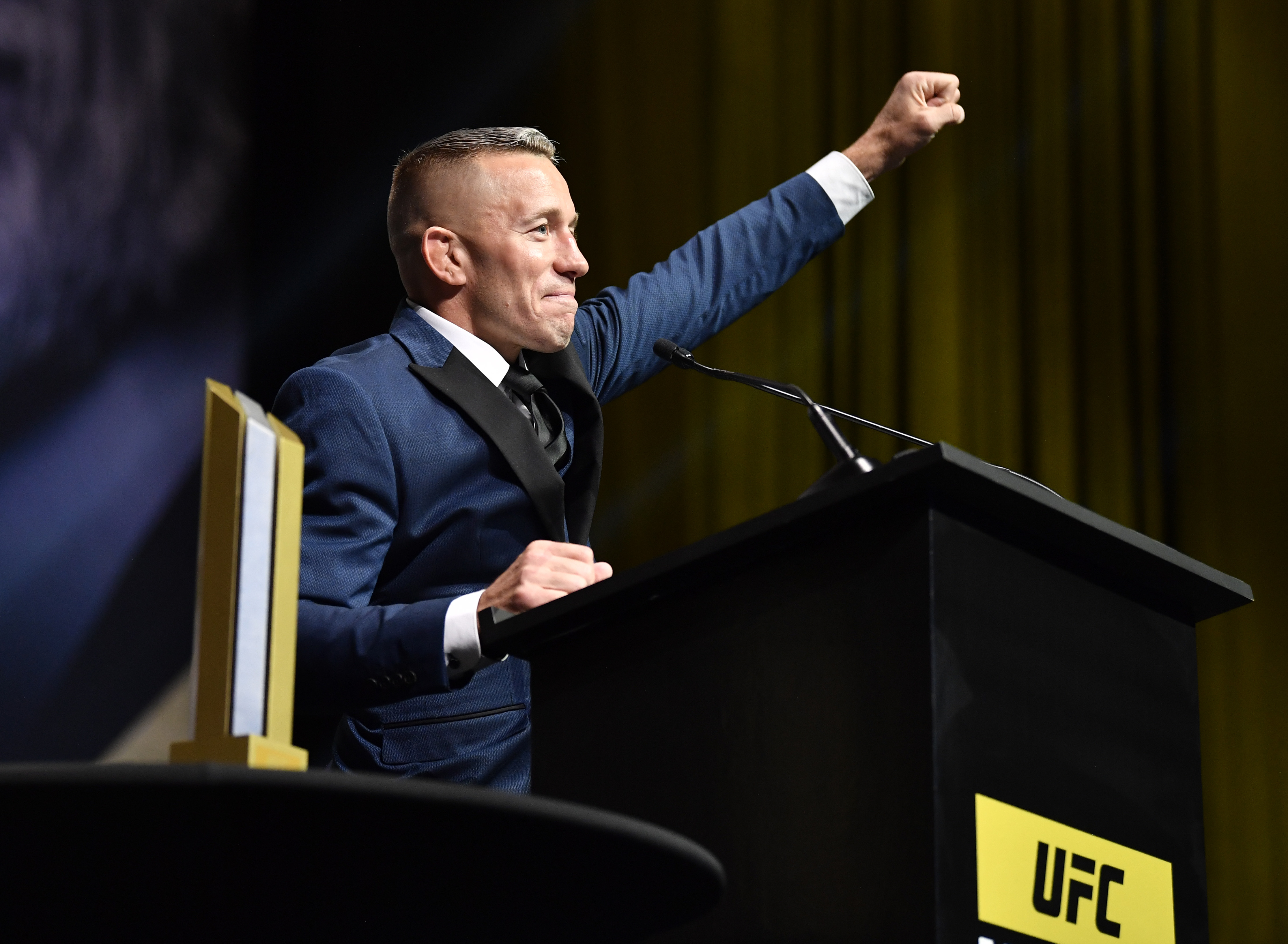 Two-division champion Georges St-Pierre receives his UFC Hall-of-Fame induction in September 2021. 