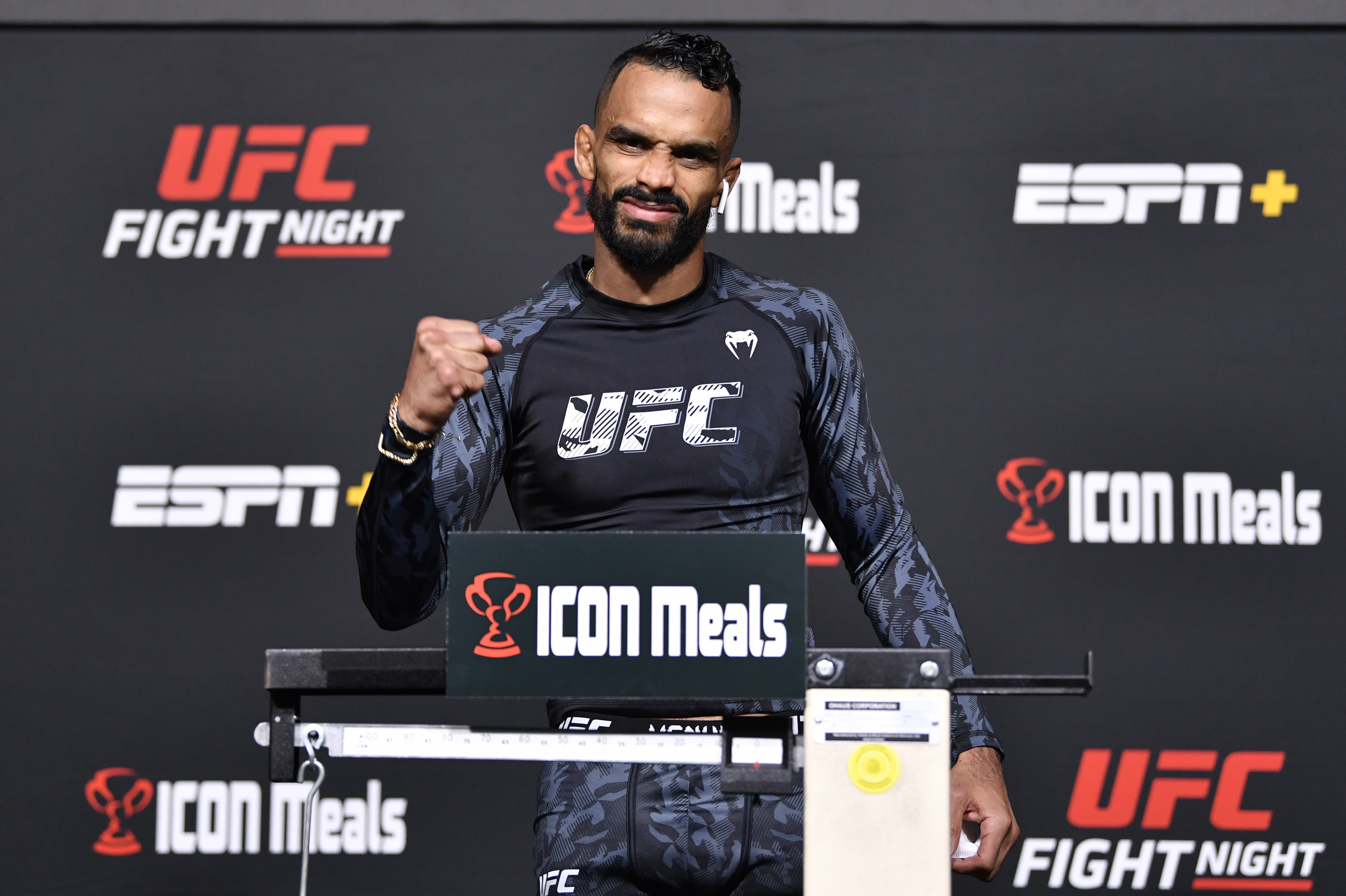Rob Font when he weighed in for his fight with Jose Aldo at the UFC APEX.