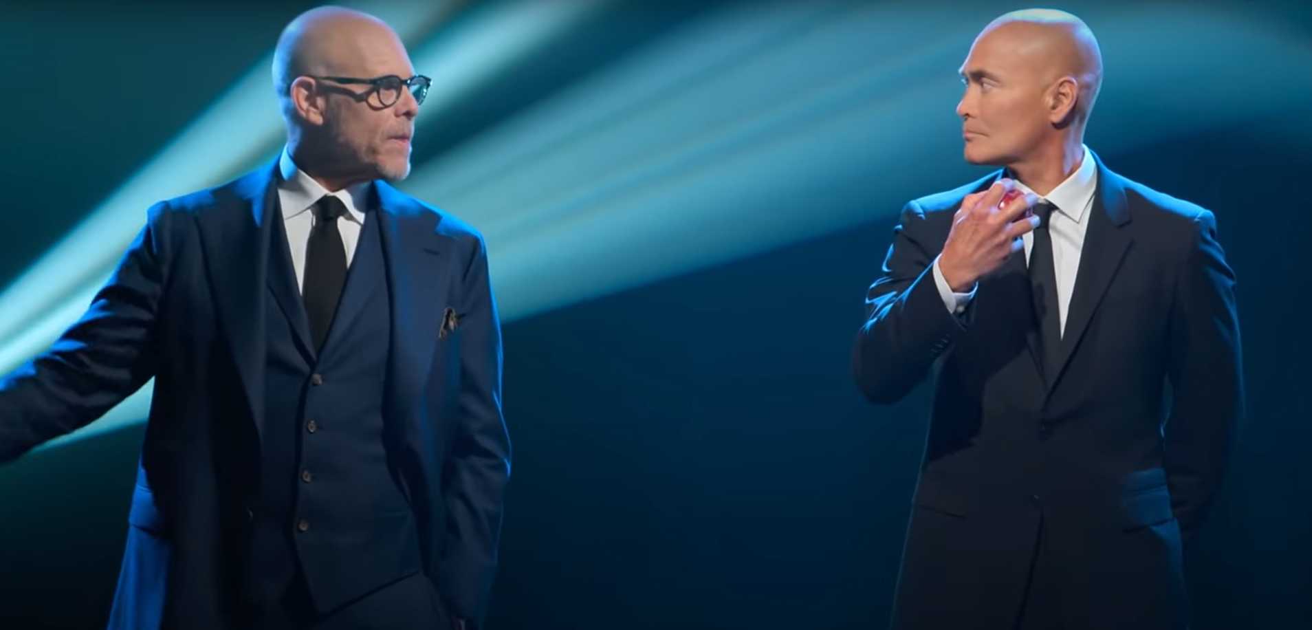 Iron Chef: Quest for an Iron Legend’s hosts Mark Dasascos and Alton Brown for Netflix