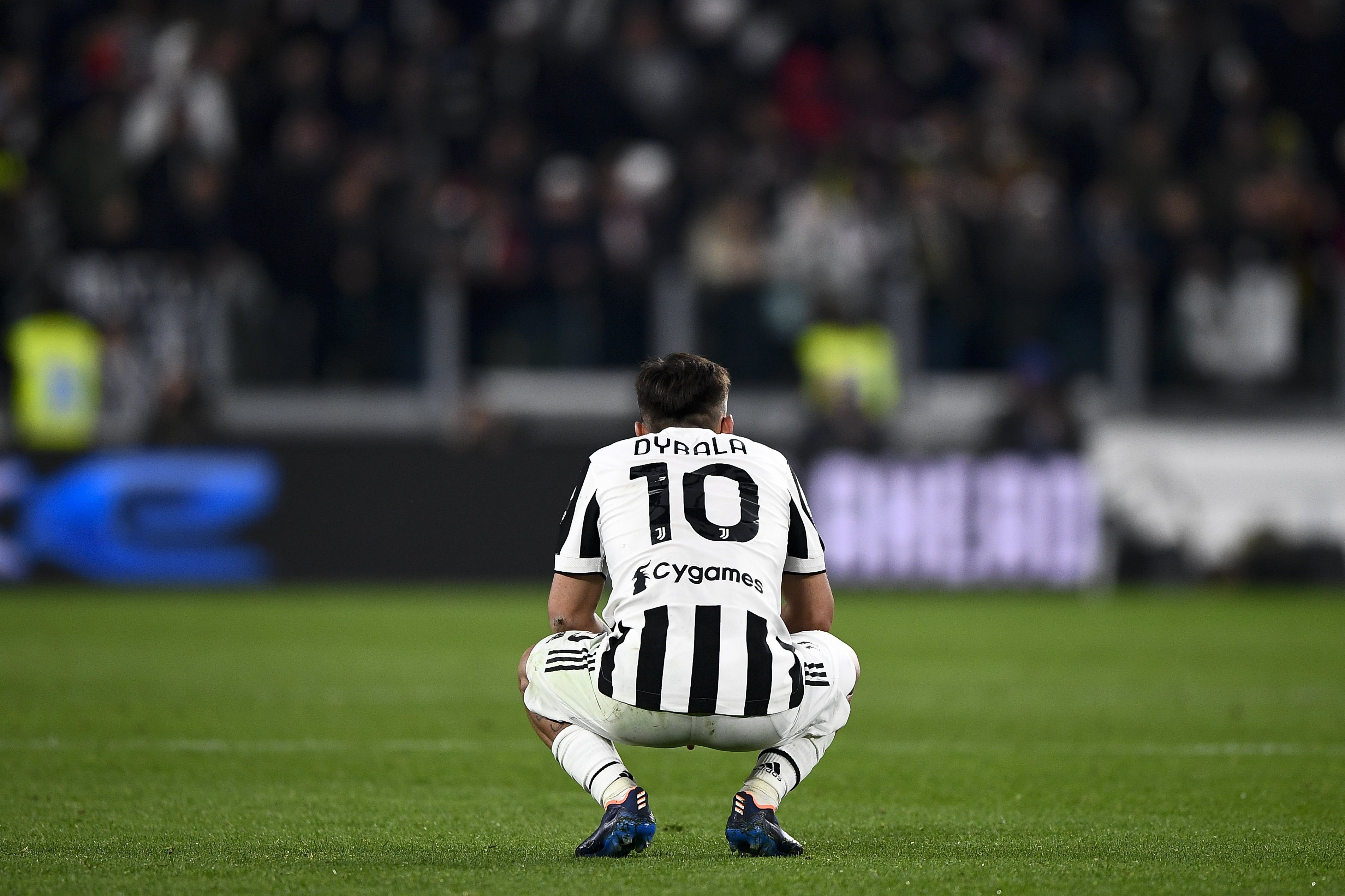 Paulo Dybala of Juventus FC looks dejected at the end of the...