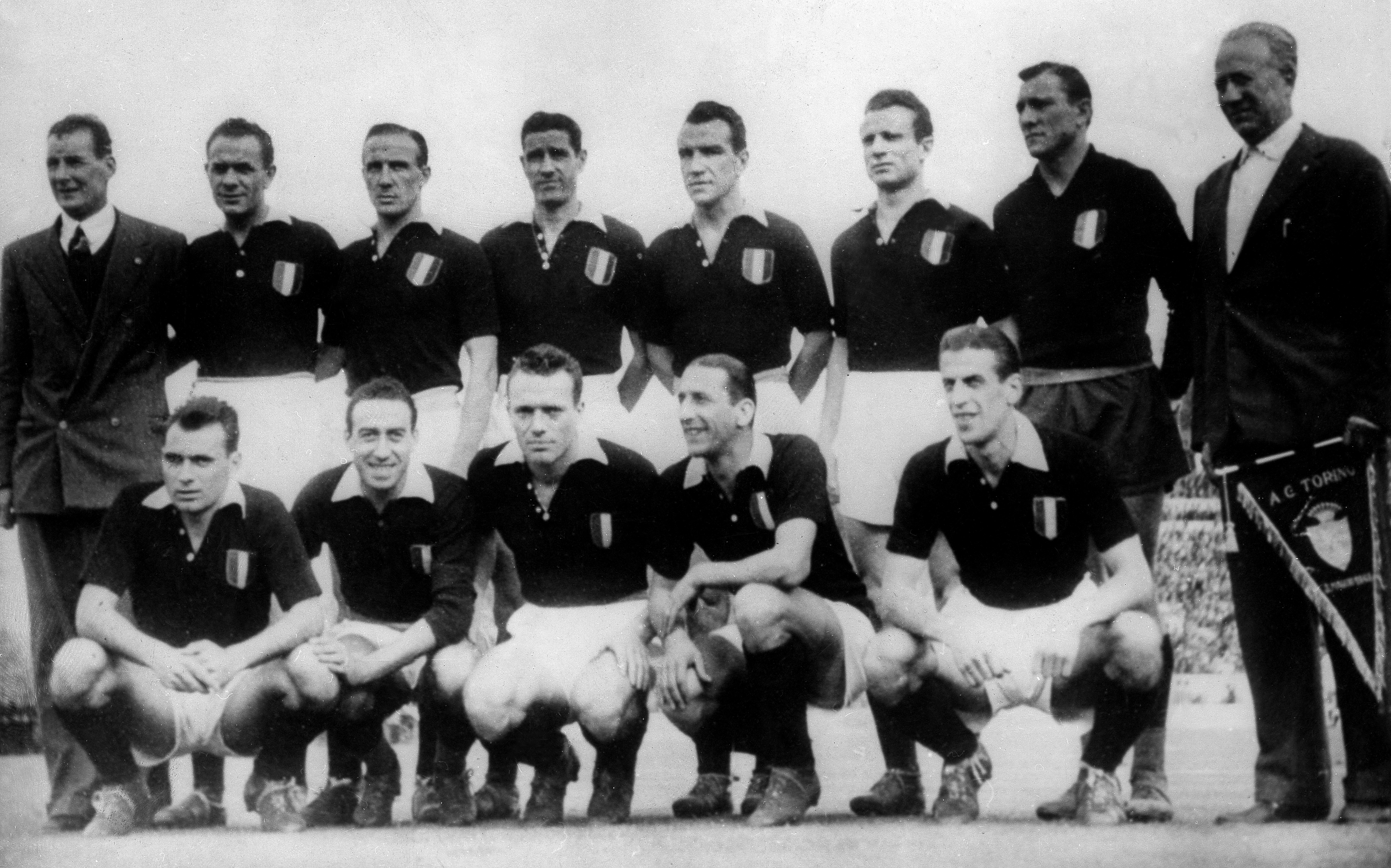 Superga air disaster, On May 4, 1949, a Fiat G-212 plane carrying almost the entire Torino A.C. football squad popularly known as “Il Grande Torino” crashed into the hill of Superga near Turin killing all 31 aboard including 18 players, club official