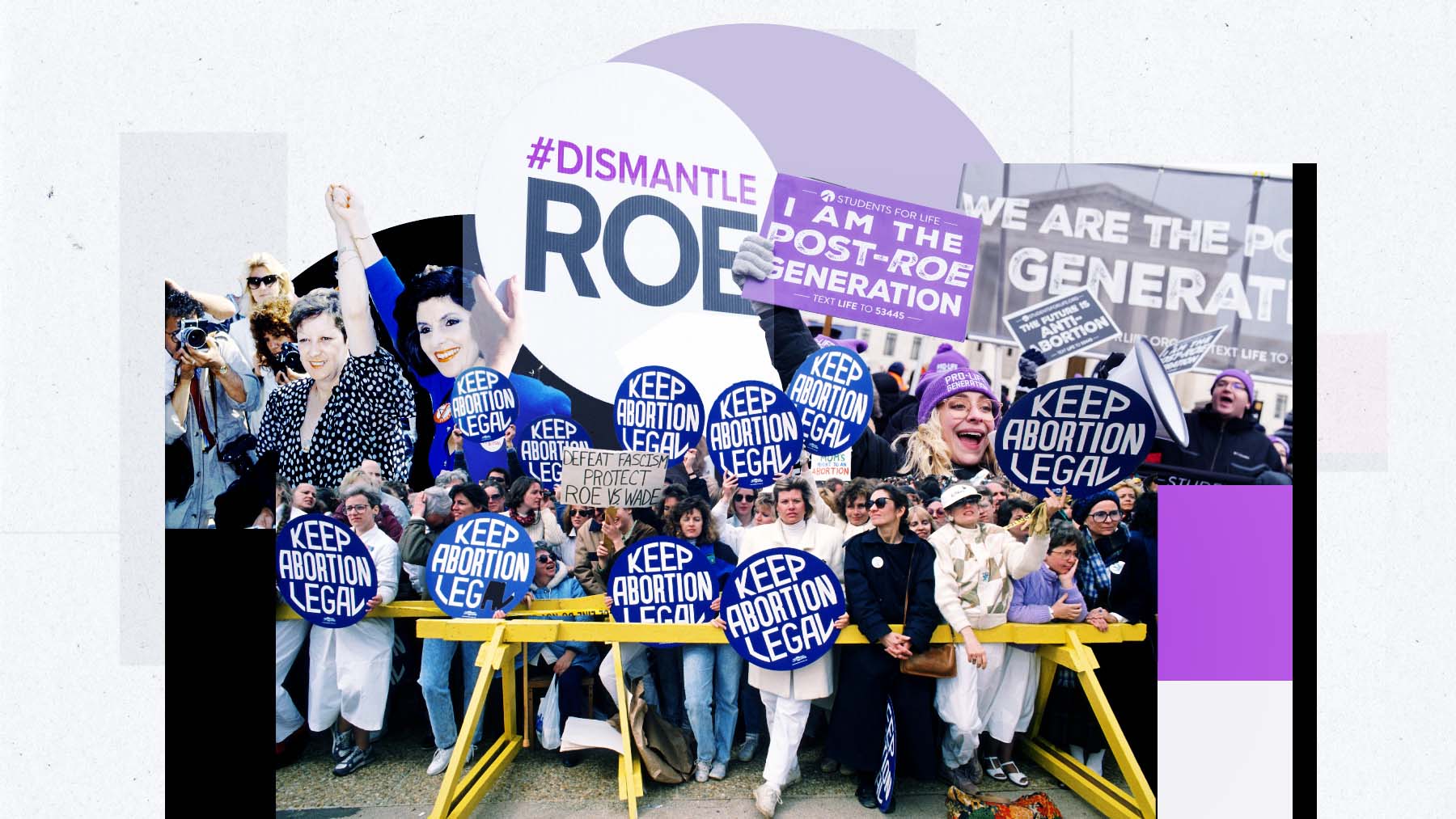 Photo illustration of abortion activists
