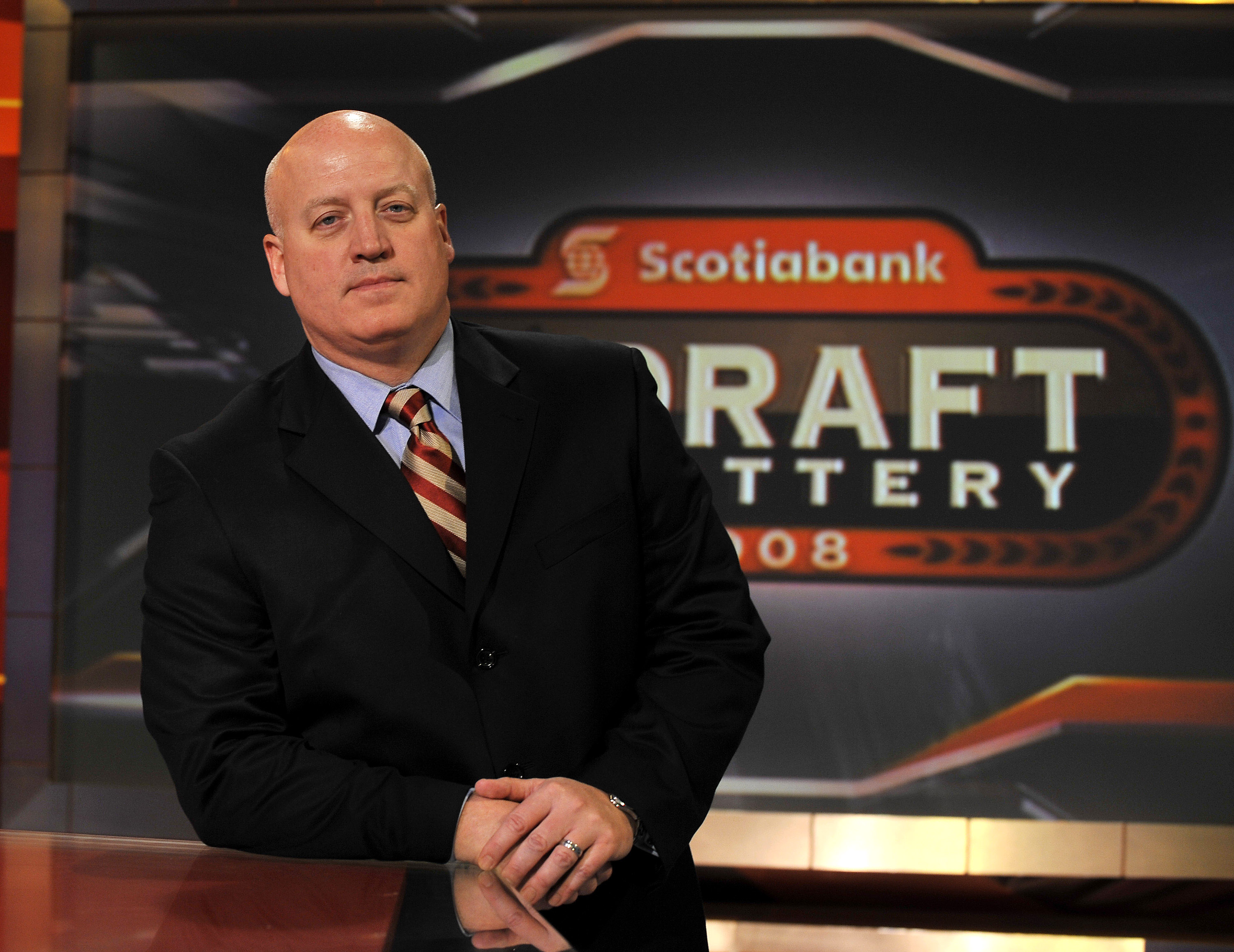 NHL Deputy Commissioner Bill Daly prepares for the NHL Draft lottery April 7, 2008 at the TSN Studios in Toronto, Ontario, Canada.