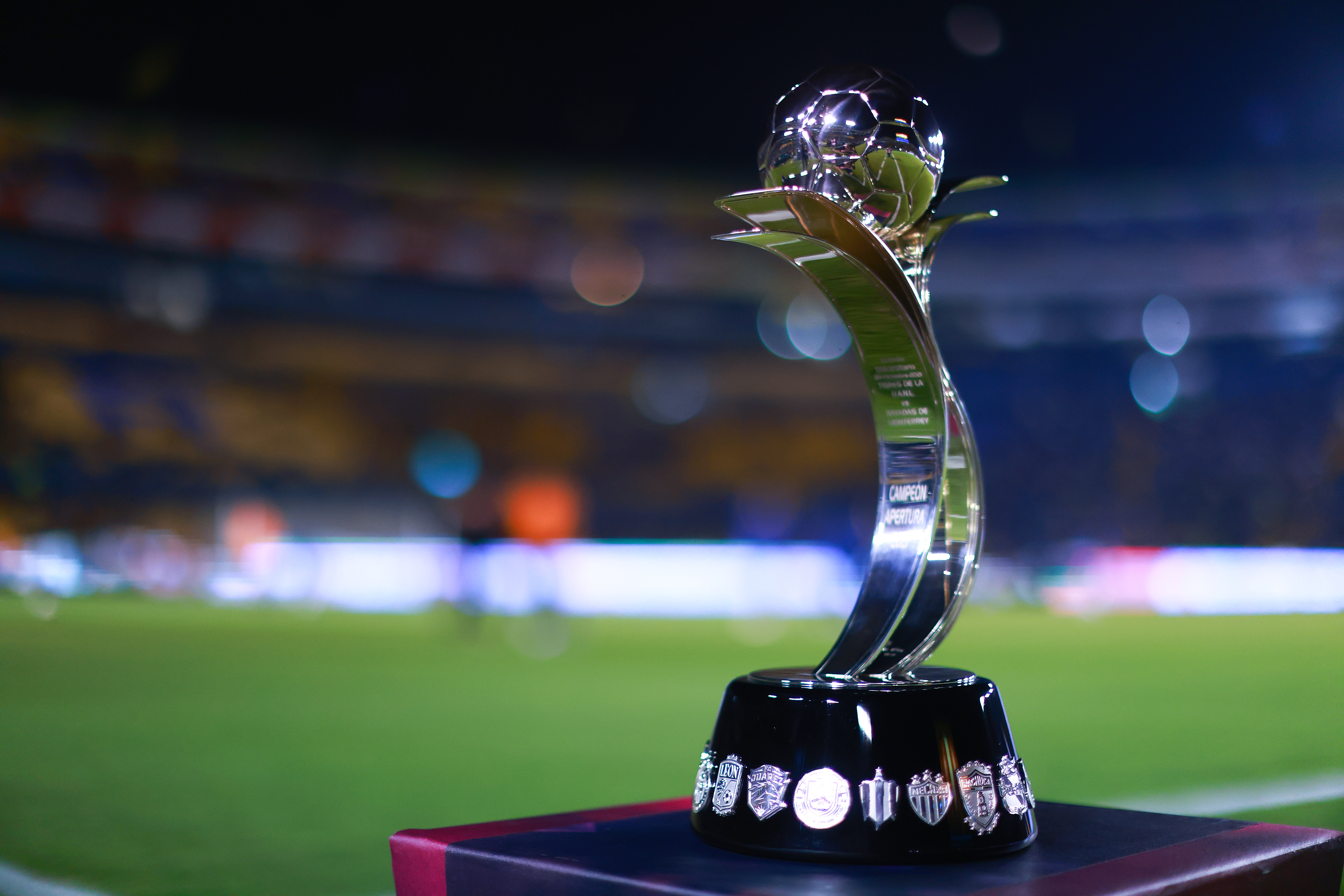 Detail view of the Trophy of Torneo Grita Mexico A21 Liga MX Femenil prior the final second leg match between Tigres UANL and Monterrey as part of the Torneo Grita Mexico A21 Liga MX Femenil at Universitario Stadium on December 20, 2021 in Monterrey, Mexico.