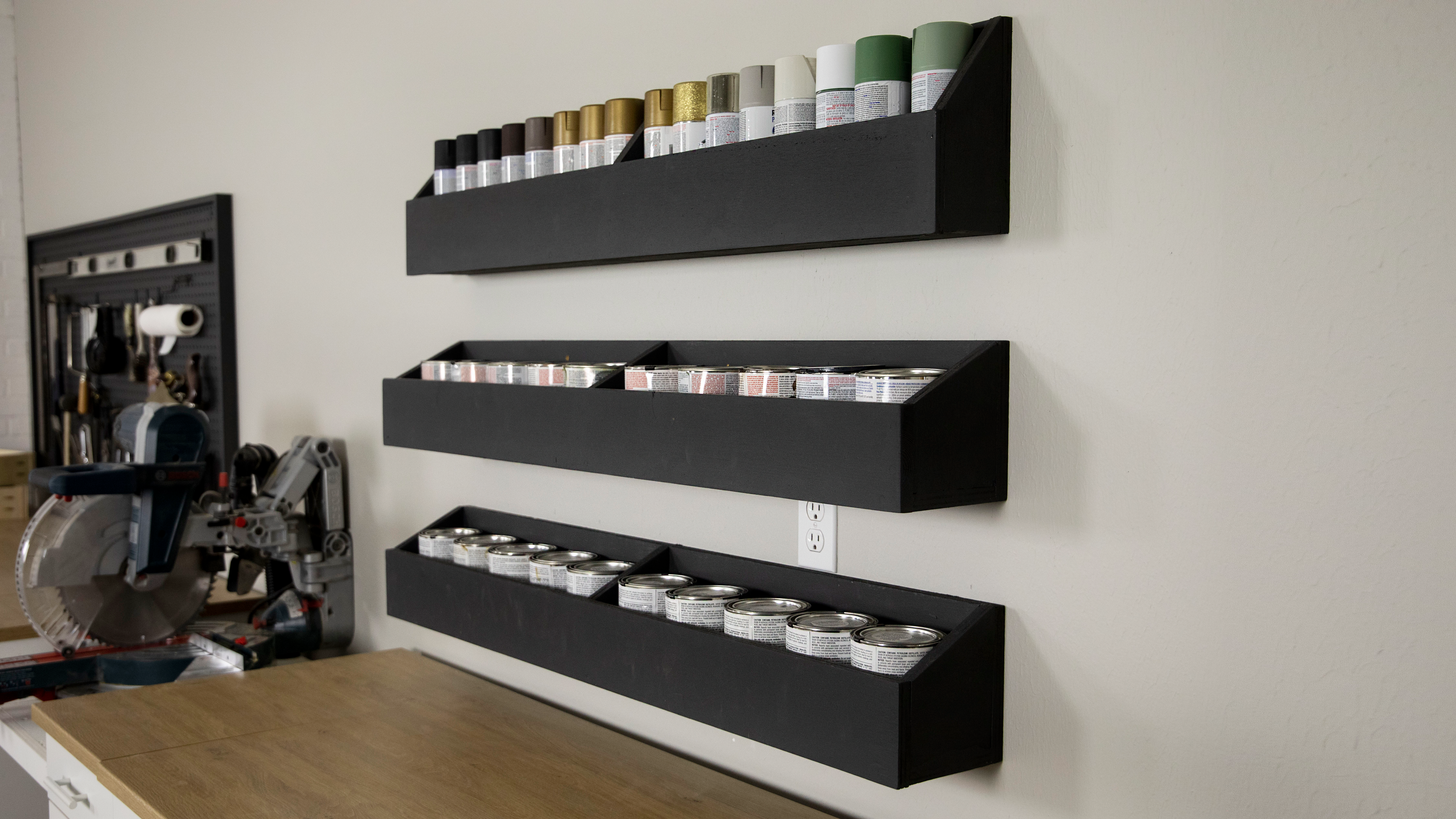 DIY Trough Shelves to Store Paint