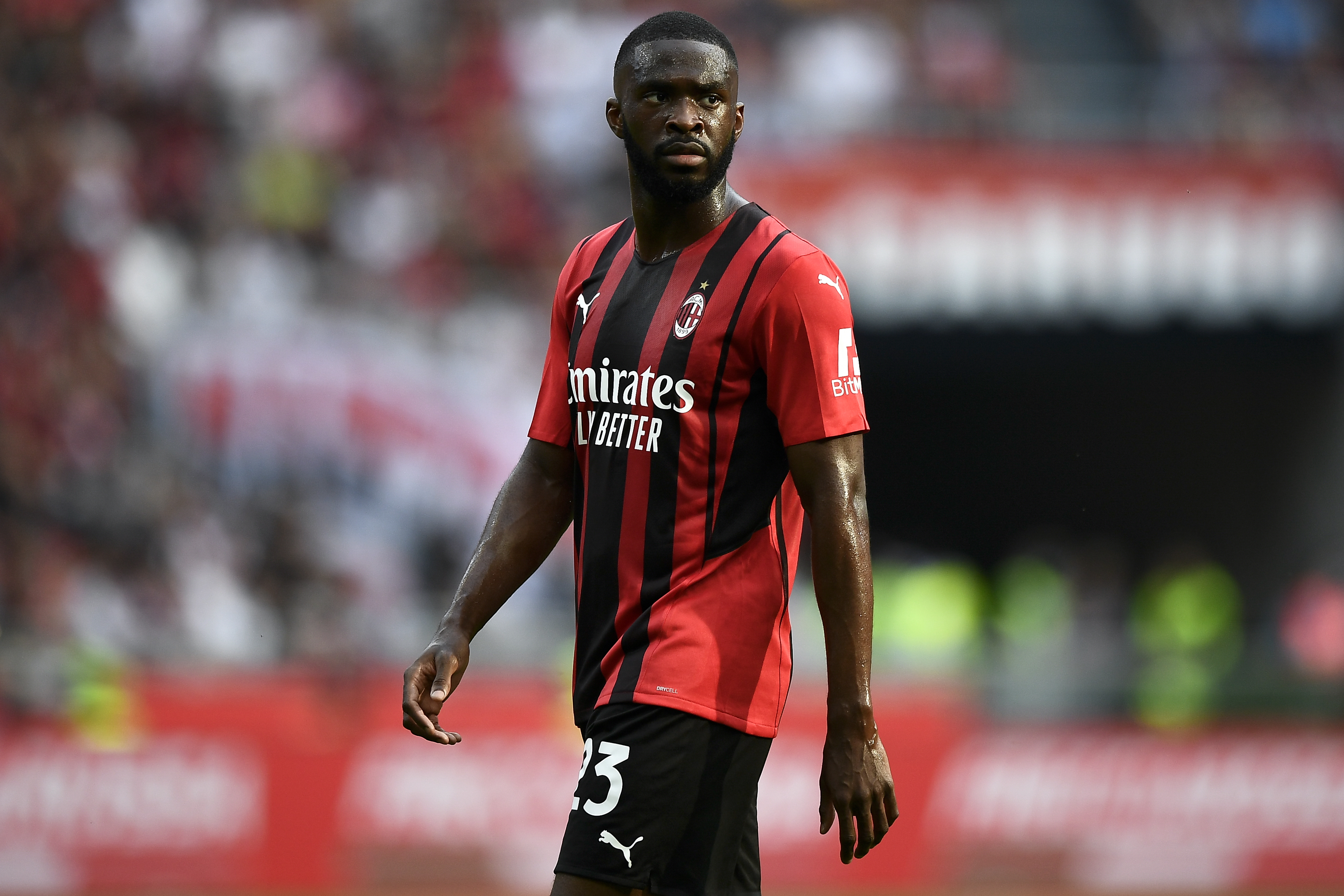 Fikayo Tomori of AC Milan looks on during the Serie A...