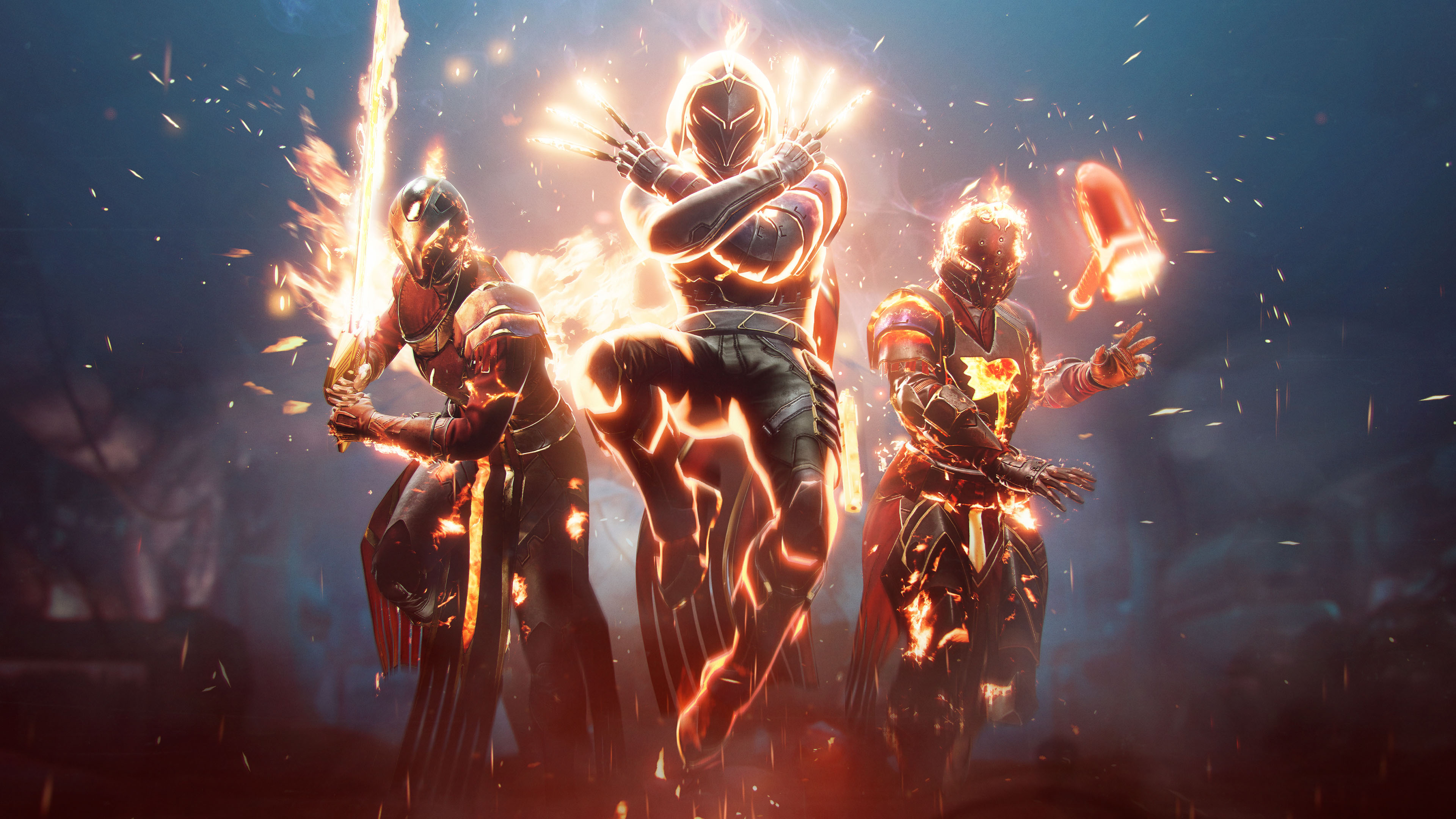 A group of Guardians use Solar abilities in Destiny 2: Season of the Haunted