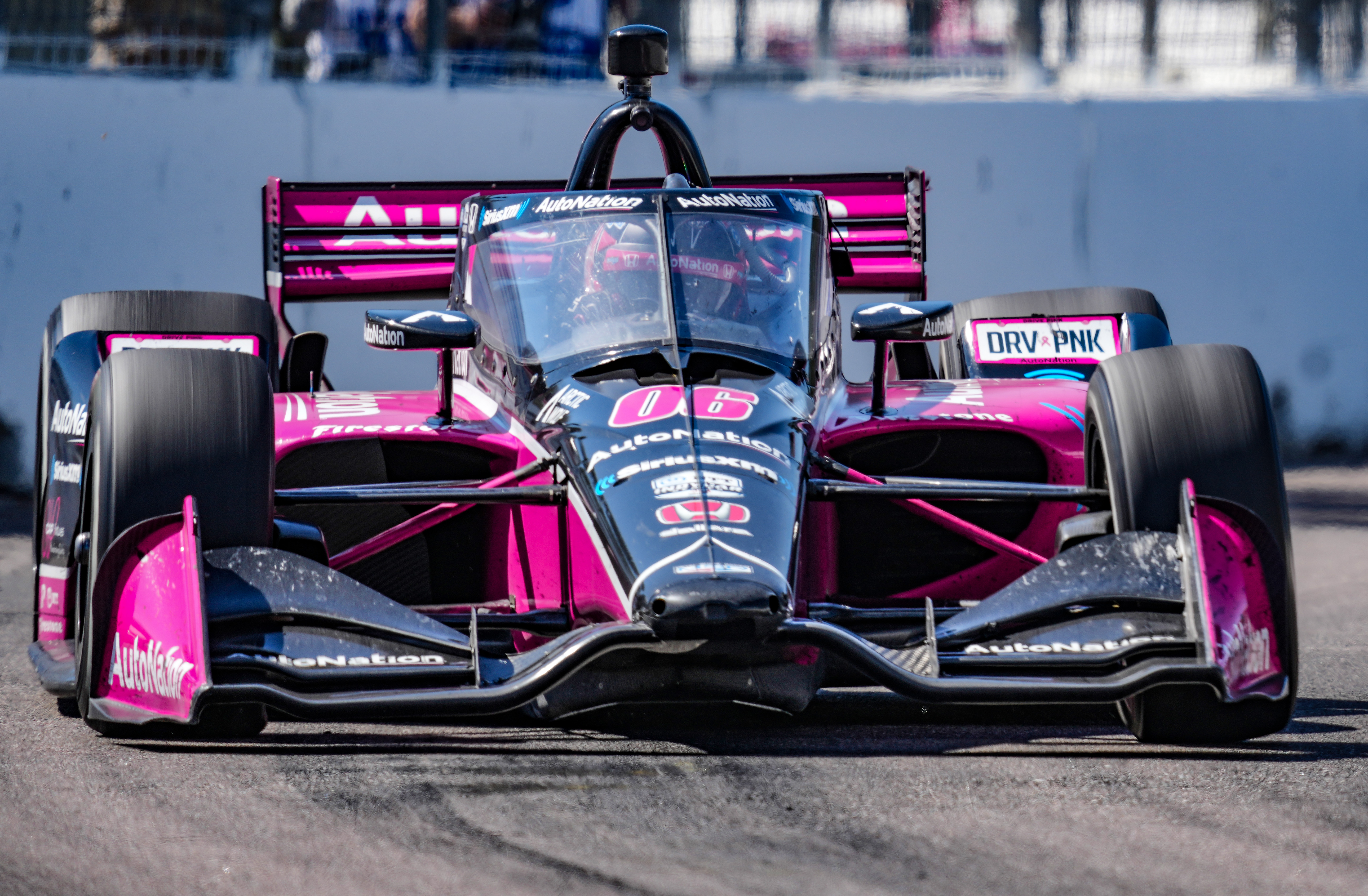 Helio Castroneves of Brazil and driver of the #06 AutoNation / SiriusXM Meyer Shank Racing Honda races during the NTT IndyCar Series Firestone Grand Prix of St. Peterburg on February 27, 2022 in Saint Petersburg, Florida.