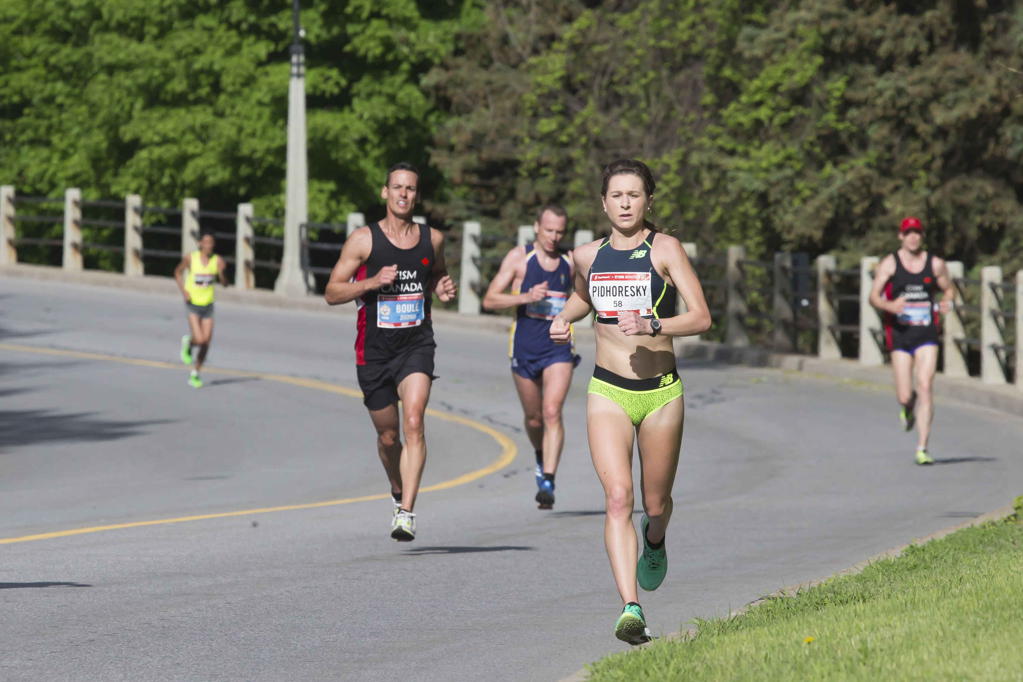 Dayna Pidhoresky running to finish top Canadian in the Ottawa Marathon road race during the Tamarack Ottawa Race Weekend. The Ottawa Marathon is part of the International Amateur Athletics Federation (IAAF) ‘Gold’ series of international road races.
