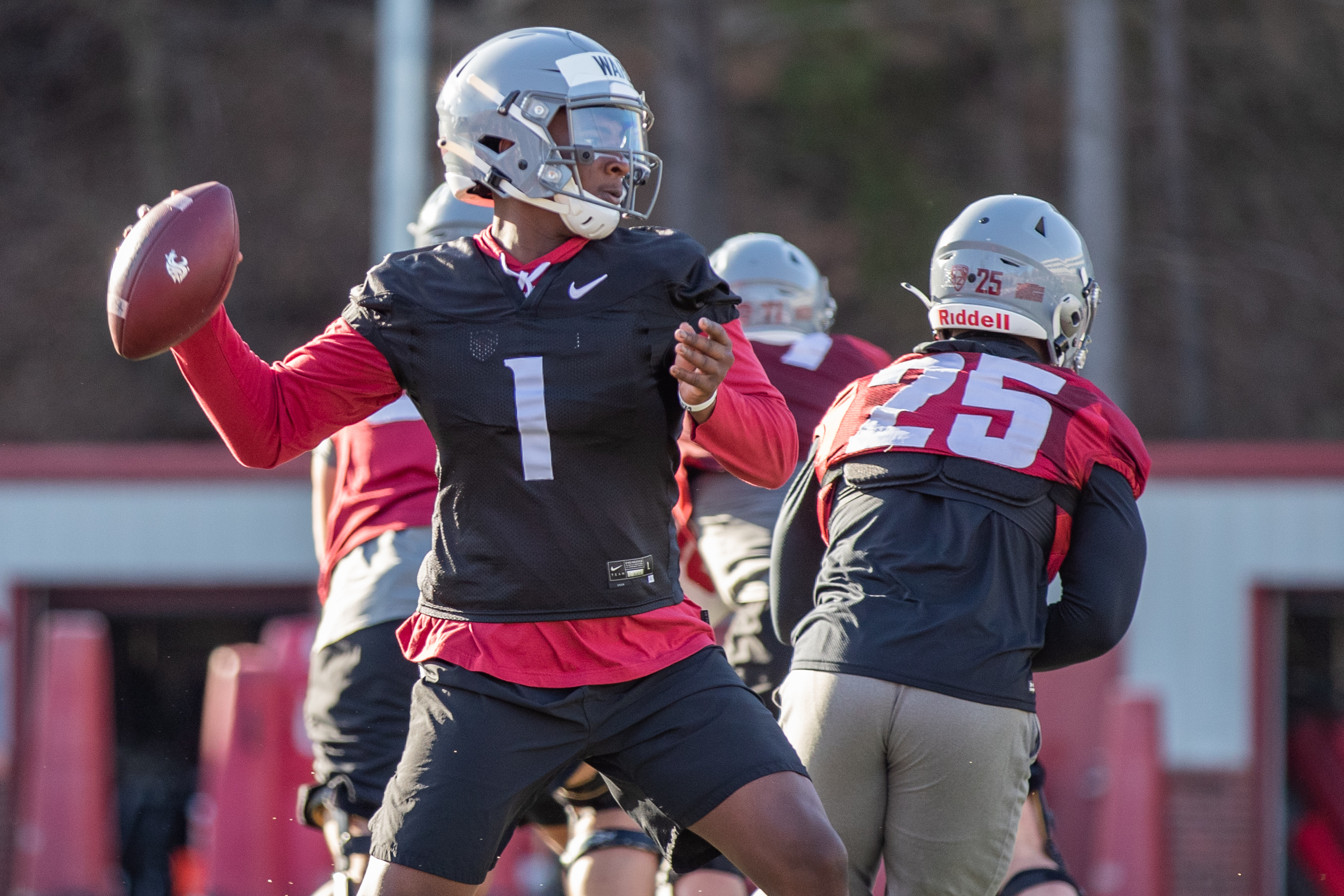PULLMAN, WA - MARCH 24: Washington State Cougars football program takes to Rogers Field for spring practice
