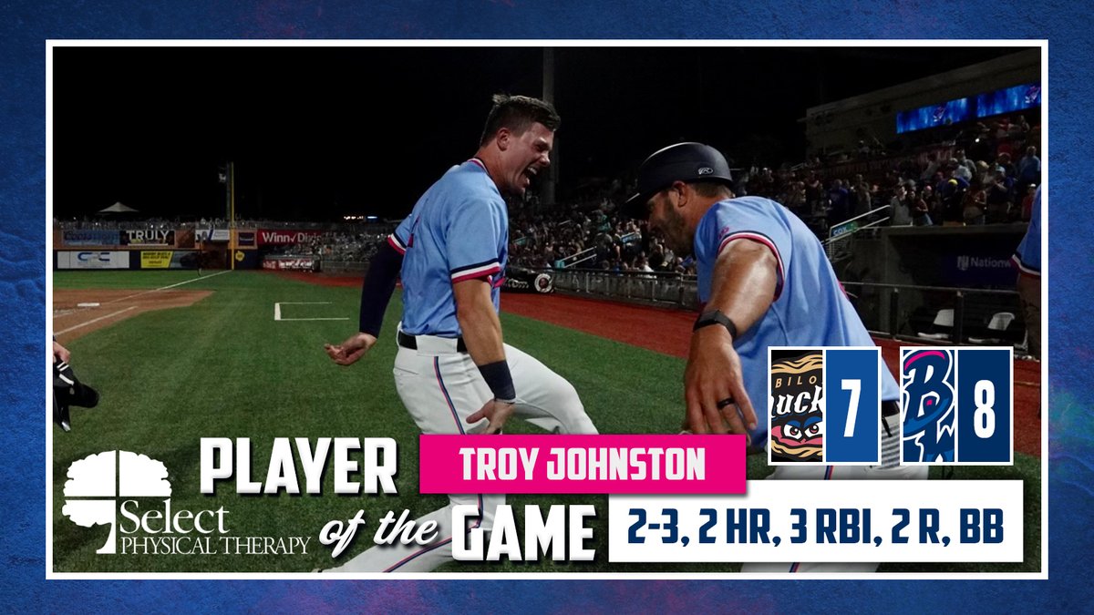 Pensacola Blue Wahoos first baseman Troy Johnston celebrates after hitting a home run