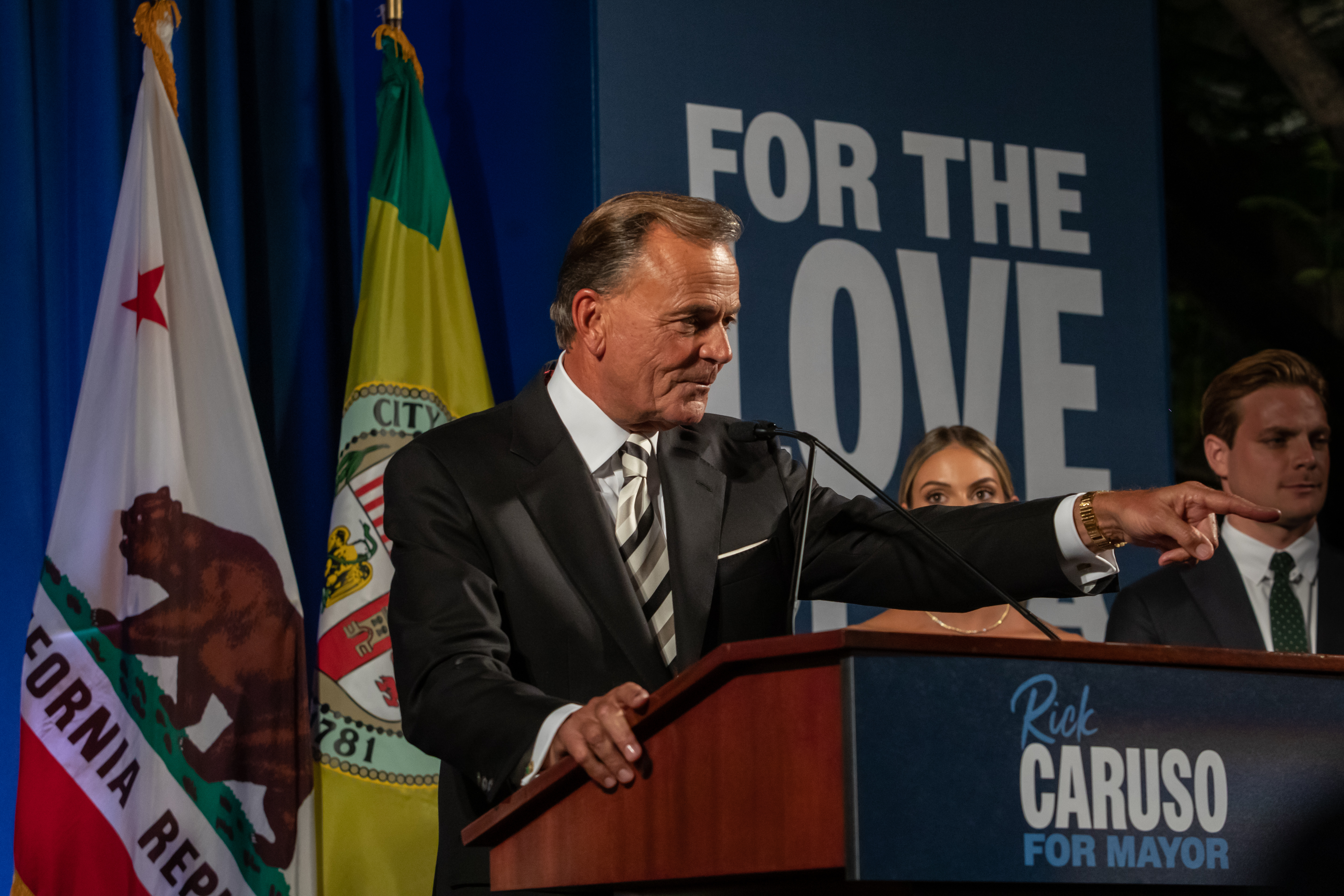 Los Angeles Democratic mayoral candidate Rick Caruso speaks a primary night event