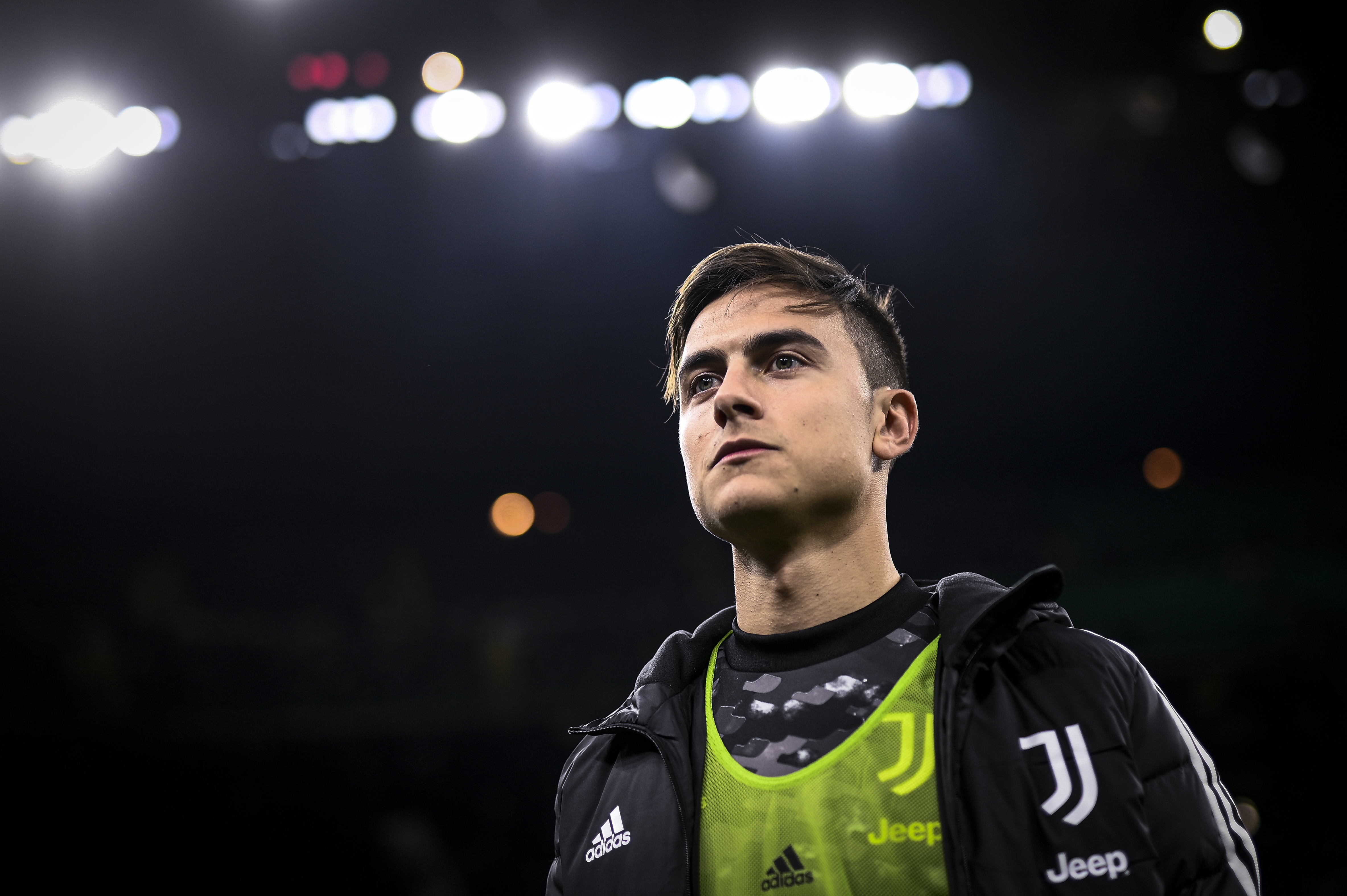 Paulo Dybala of Juventus FC looks on prior to the Serie A...