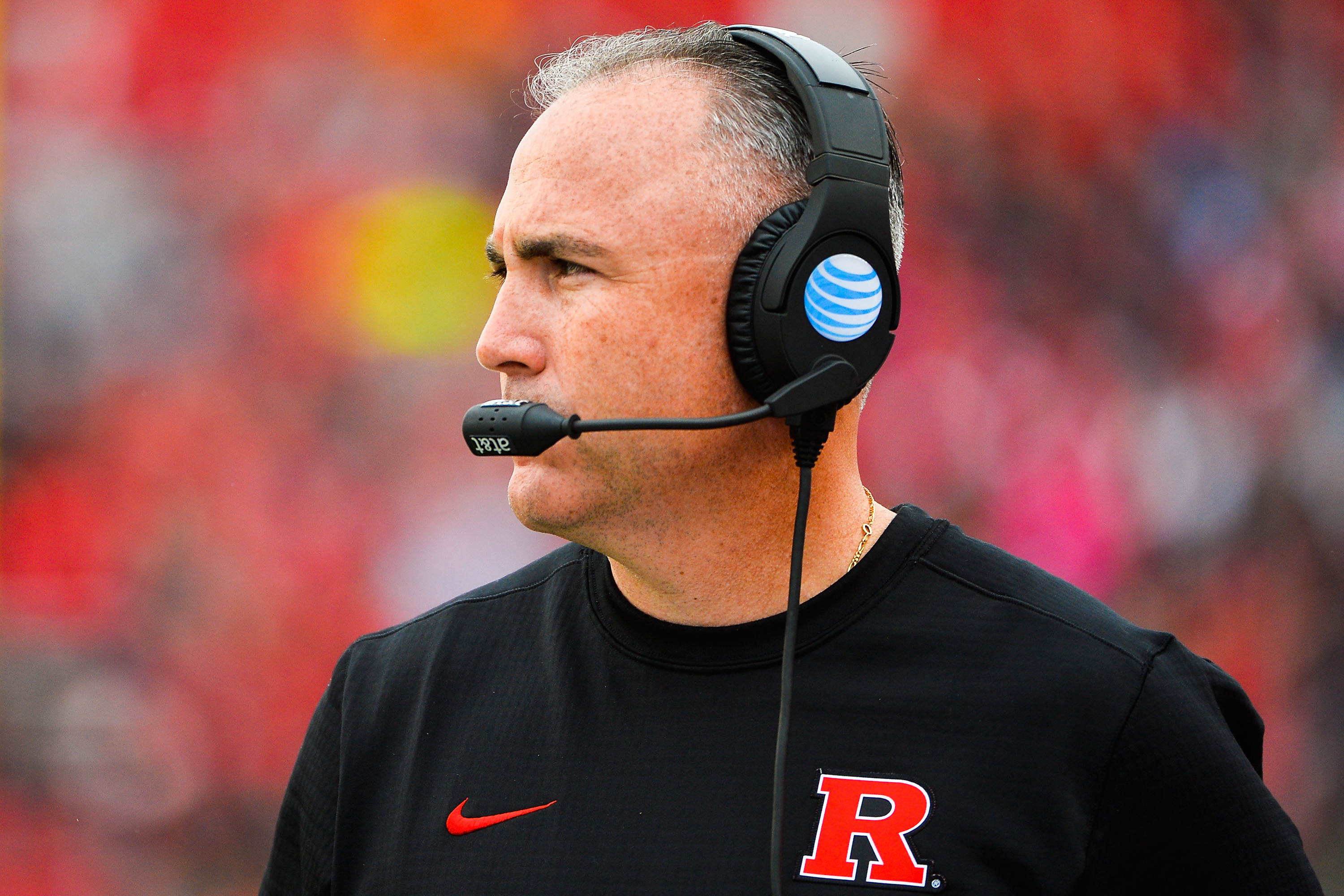 Head coach Kyle Flood of the Rutgers Scarlet Knights looks on during a game against the Maryland Terrapins at High Point Solutions Stadium on November 28, 2015 in Piscataway, New Jersey.