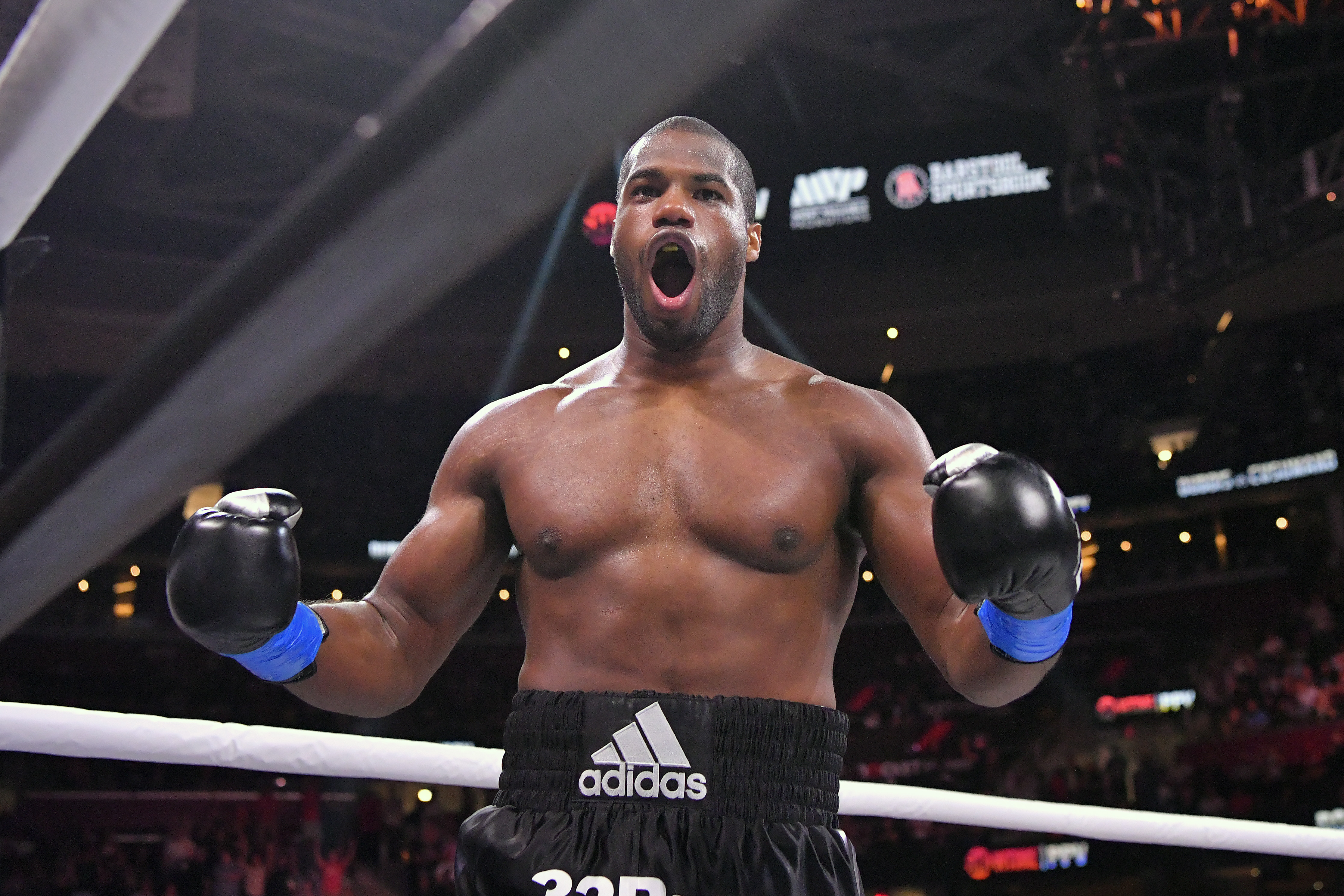&nbsp;Daniel Dubois celebrates after knocking out Juan Carlos Rubio in their heavyweight bout during a Showtime pay-per-view event at Rocket Morgage Fieldhouse on August 29, 2021 in Cleveland, Ohio.