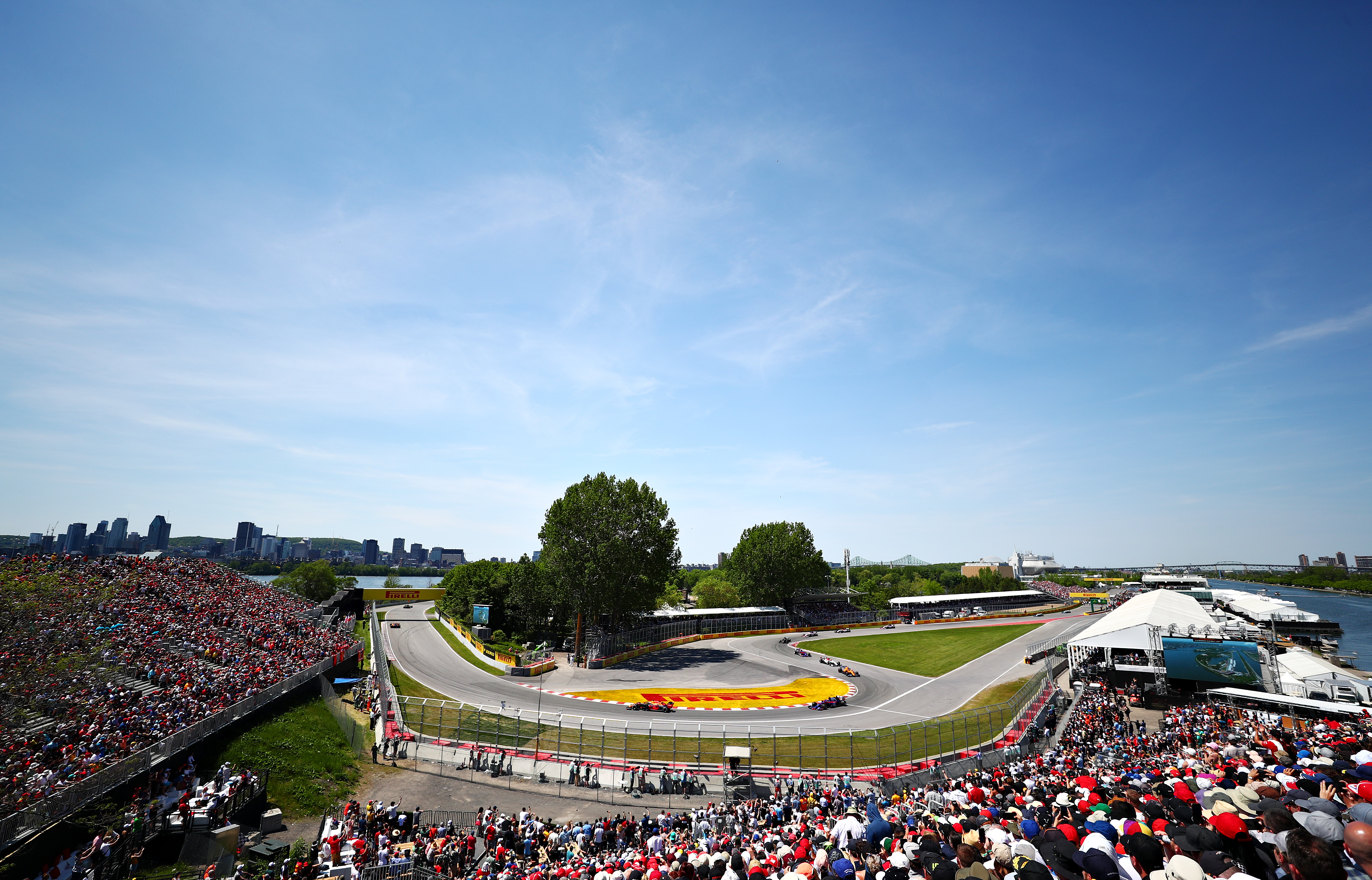 A general view of the formation lap during the F1 Grand Prix of Canada at Circuit Gilles Villeneuve on June 09, 2019 in Montreal, Canada.