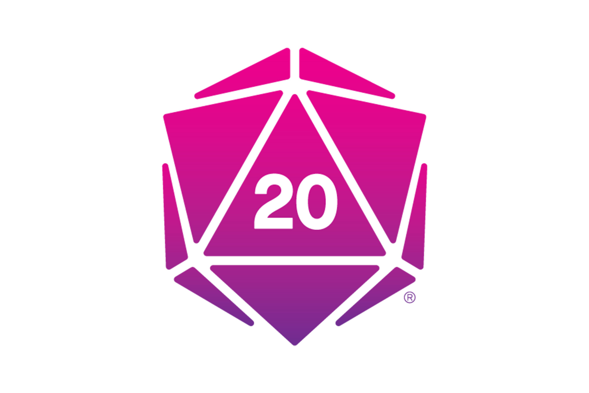 The Roll20 logo, being an oversized d20 in pink and purple.